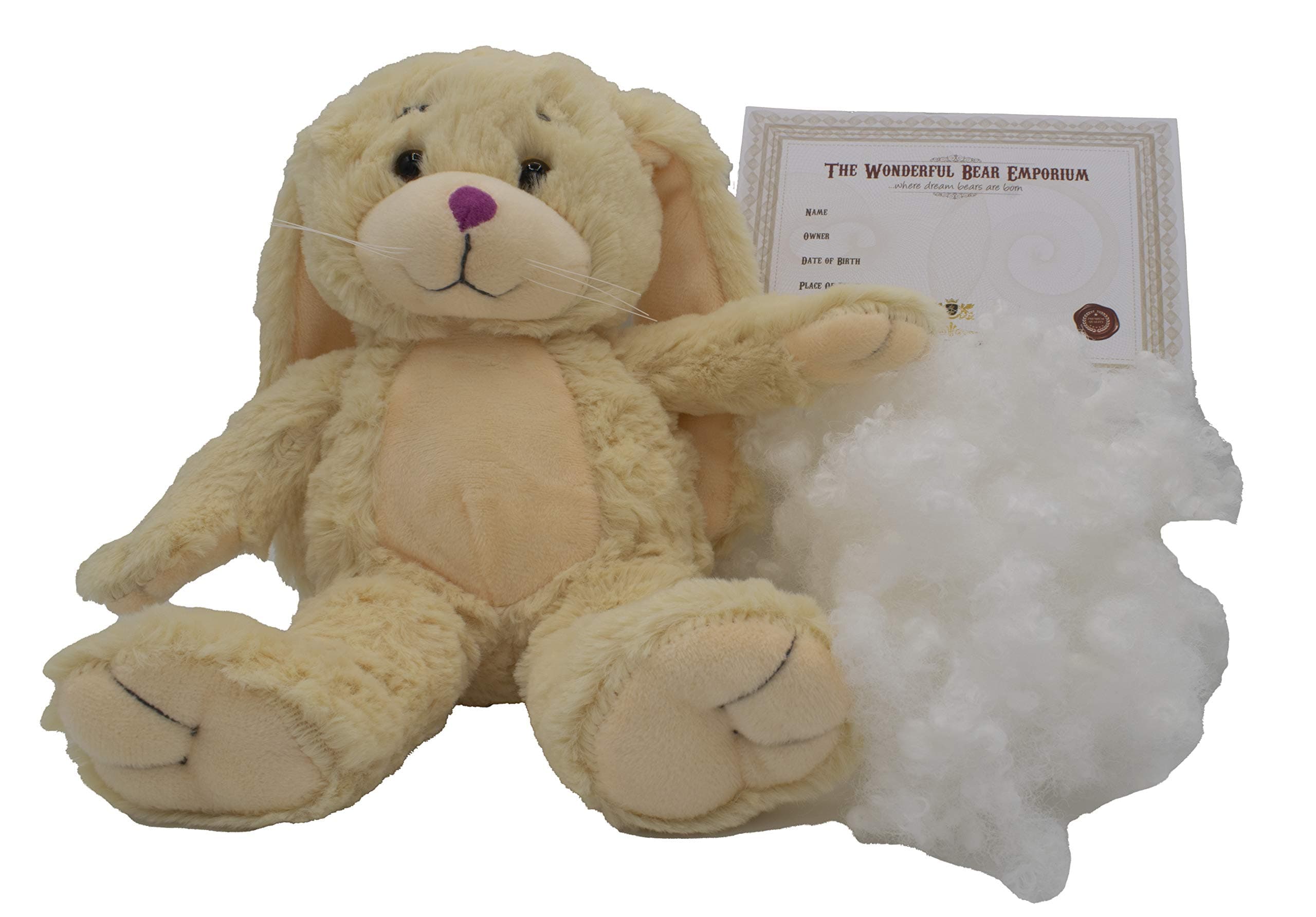 The Wonderful Bear Emporium Bunny Rabbit Plush Soft Toy (Create your own teddy bear kit 8 inch, Cream)