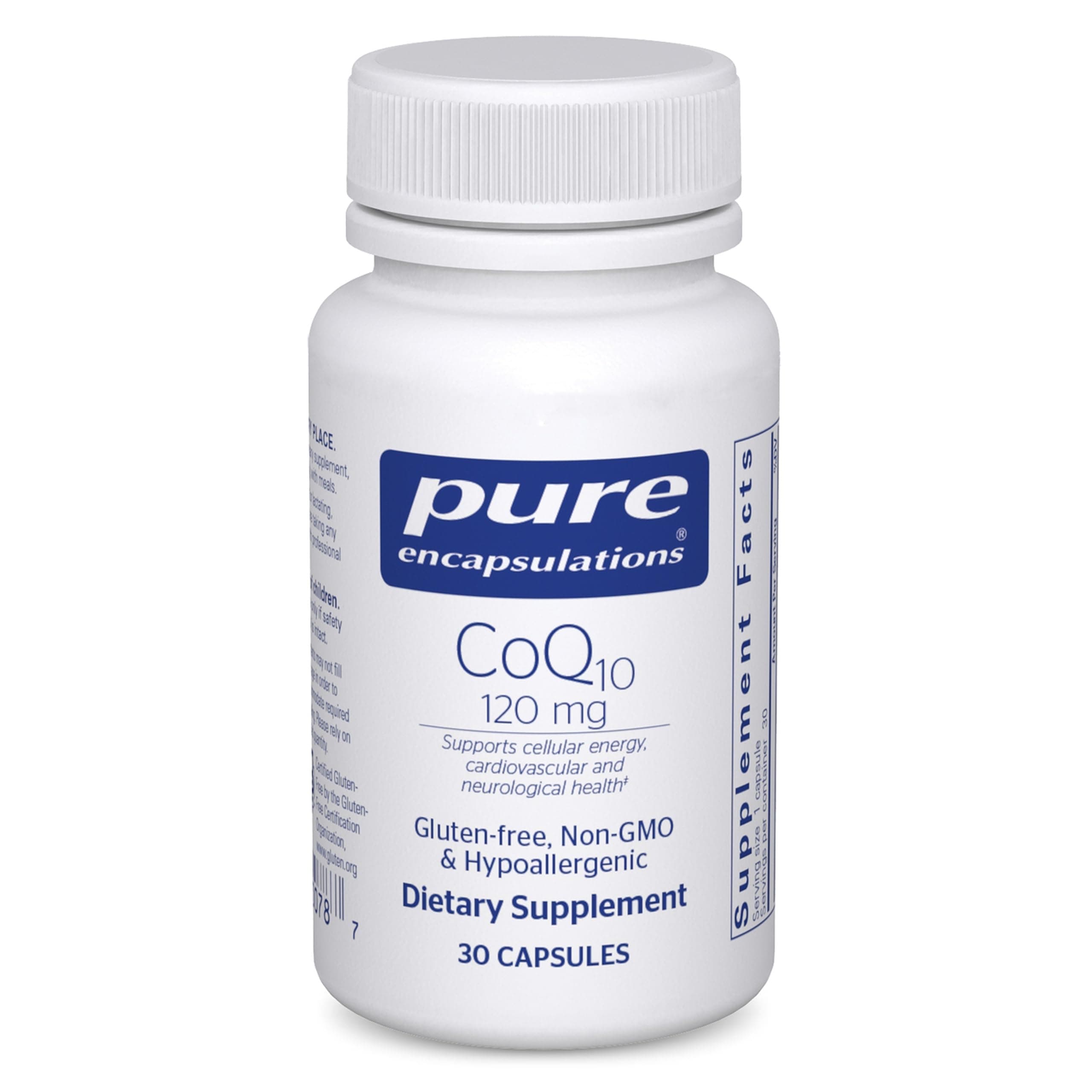 Pure Encapsulations CoQ10 120 mg - Coenzyme Q10 Supplement for Heart Health, Energy, Antioxidants, Brain & Memory Health - Cellular Health, Cognition & Cardiovascular Support* - 30 Capsules