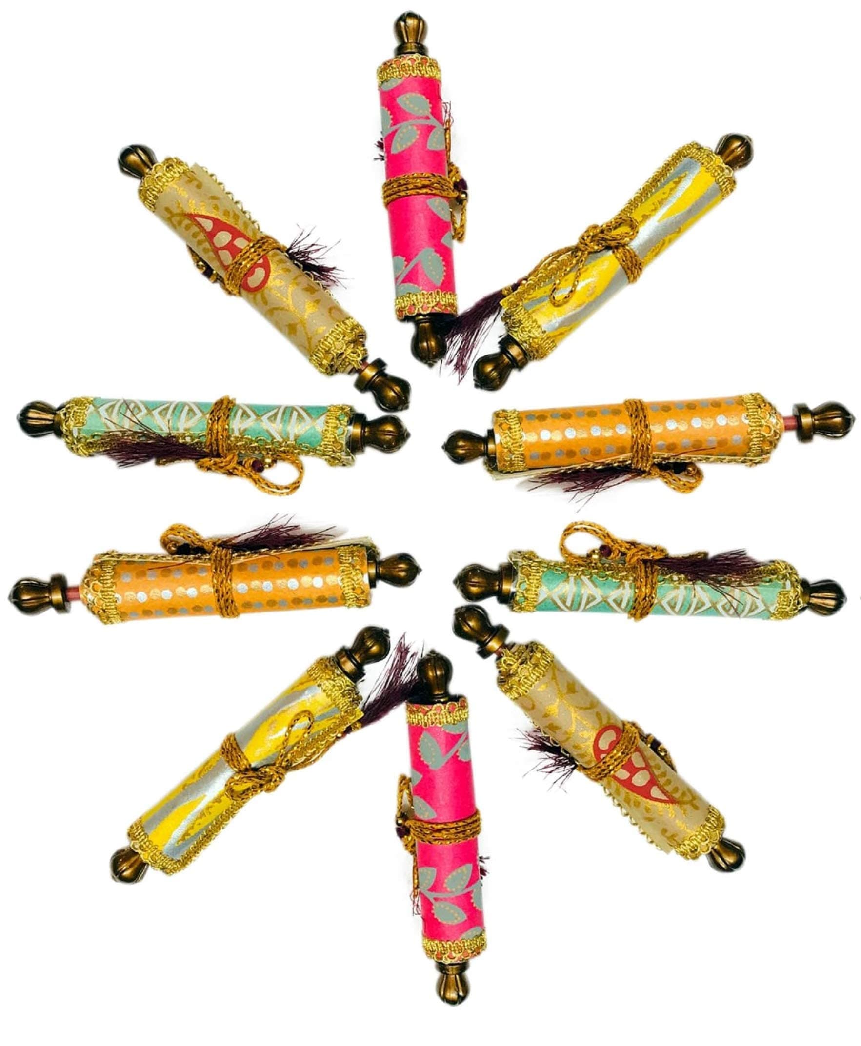 Handmade Paper Pack of 10 Multi Color Ethnic Scroll Style Shagun Envelope Sagan Gift Envelopes (Pack of 10)