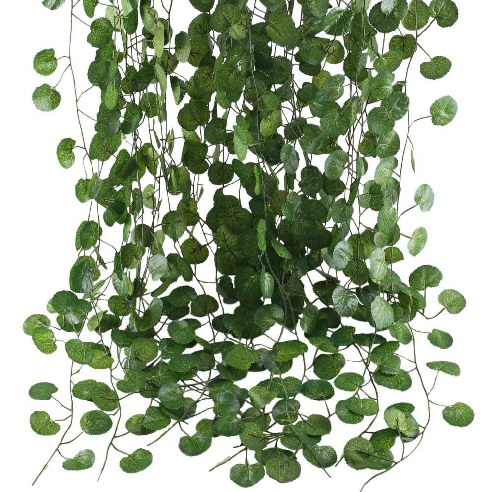 BS AMOR Artificial Garland Circular Leaf Creeper | Wall Hanging | Speacial Ocassion Decoration Pack of 8 strings
