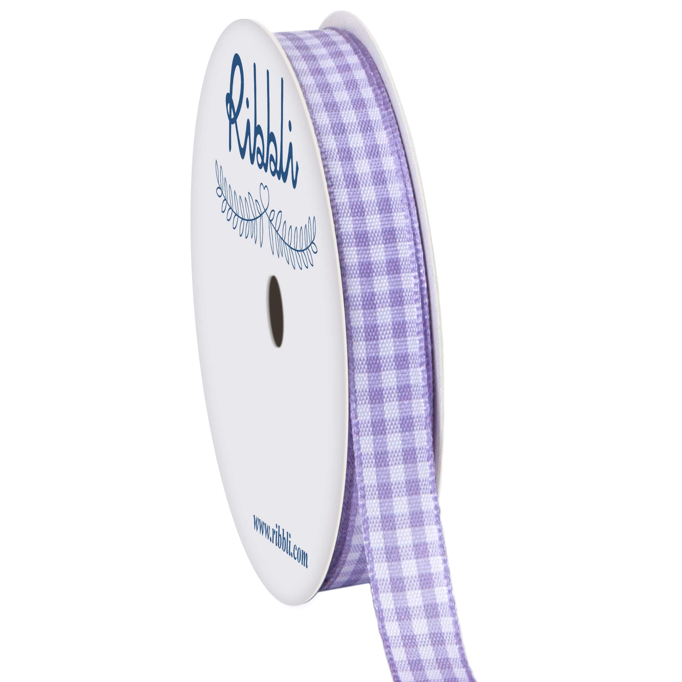 Ribbli Light Purple and White Gingham Ribbon,100% Polyester Woven Edge,3/8 Inch x 10 Yard ,Plaid Ribbon Use for Gift Wrapping,Party Decoration