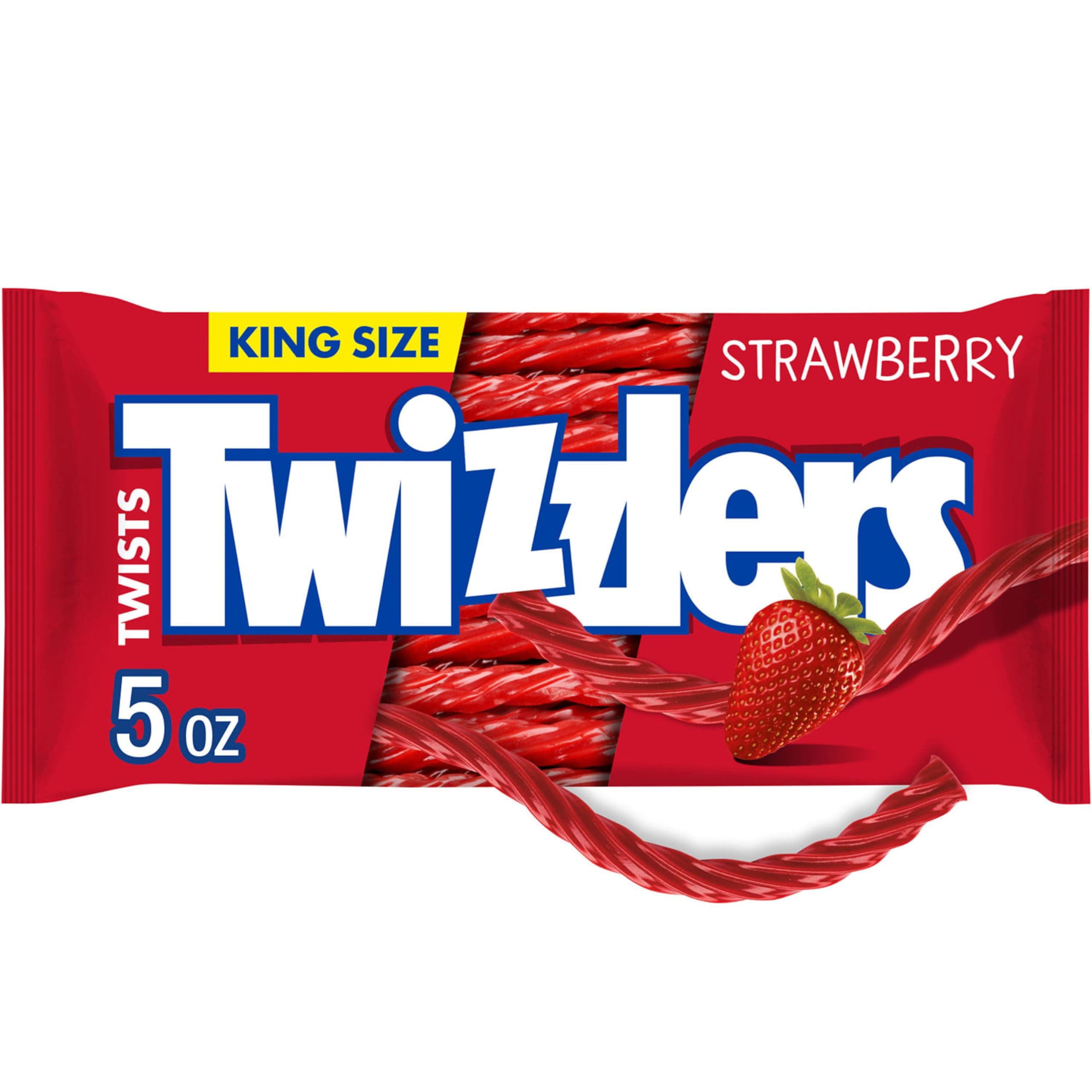 Twists Strawberry Flavored King Size Licorice Style, Candy Bag, 5 oz