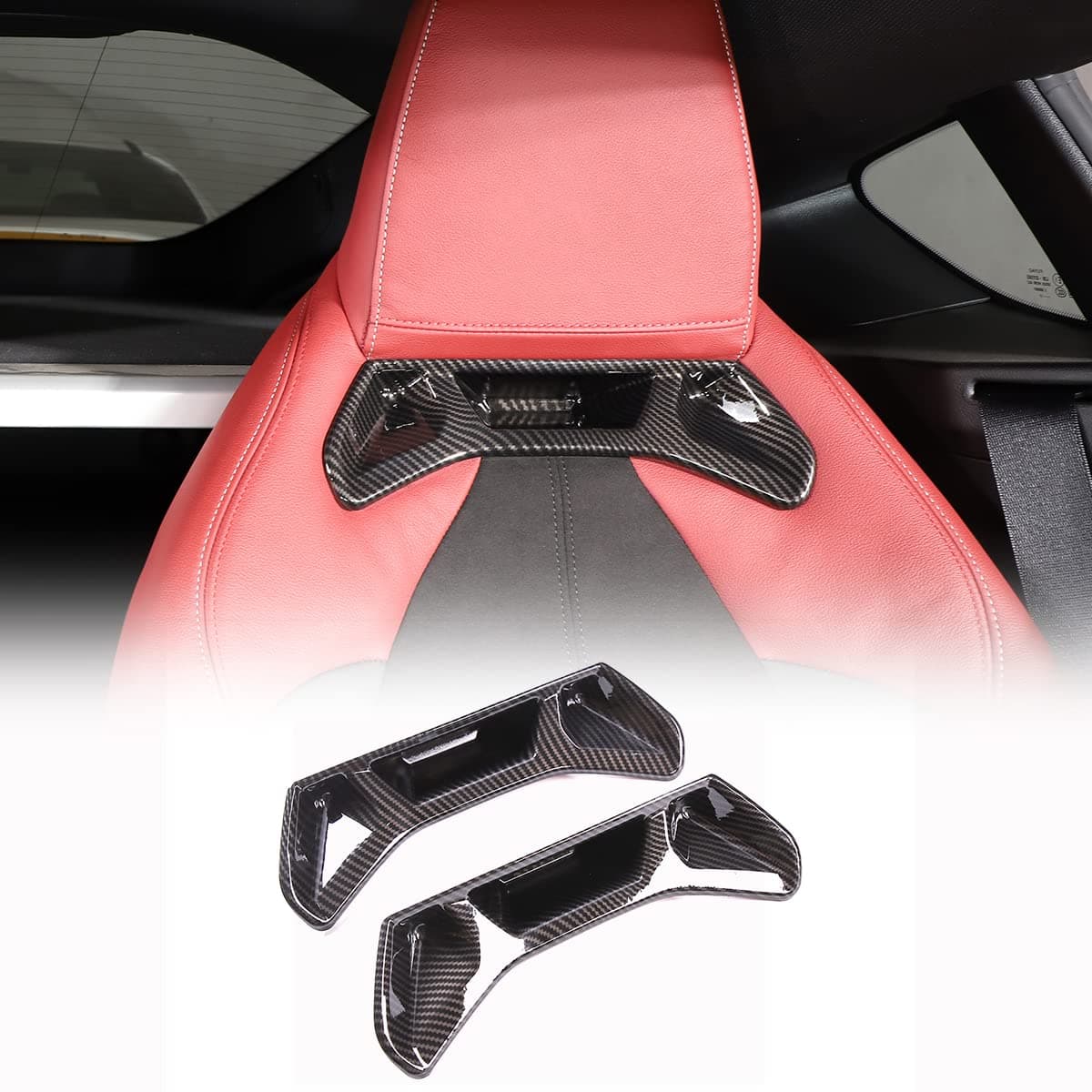 Car Seat Backrest Trim Cover Compatible with Toyota Supra GR A90 A91 MK5 2019-2026, ABS Seat Back Protection Cover Trim Accessories 2Pcs (Black)