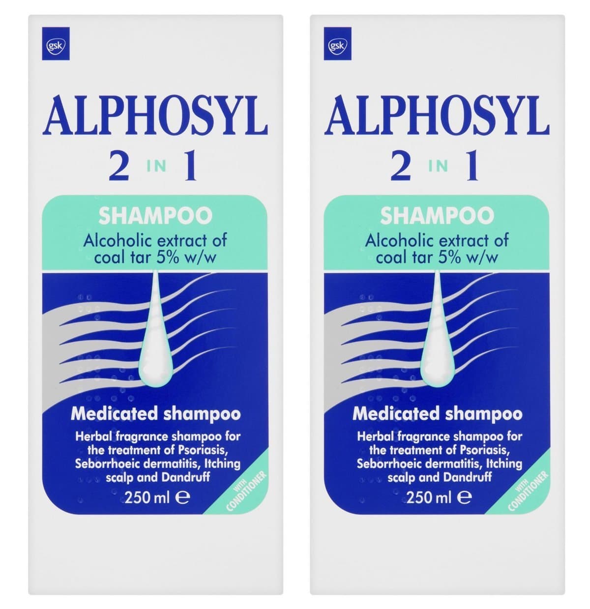 Alphosyl 2-in-1 Medicated Shampoo 250ml (2 PACKS) by Alphosyl