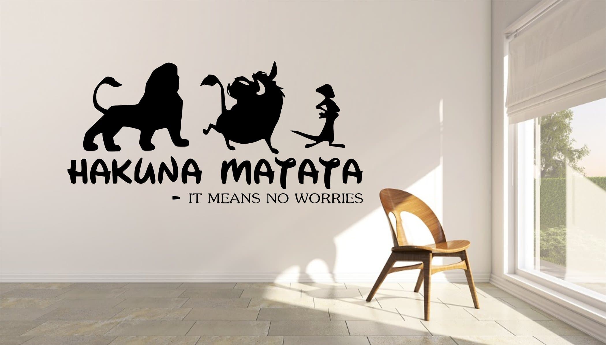 Lion King Hakuna Matata Quote Wall Sticker CH17 (Medium: 85cm - 41cm, Black)