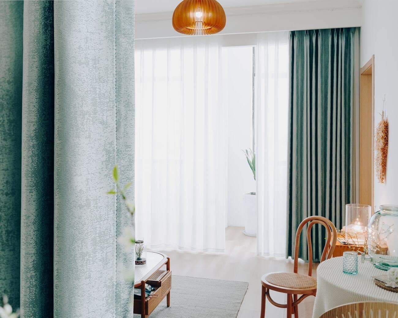 QBAID White Curtains Blackout for Bedroom,Insulation Noise Reduction Block-sun Window Drapes For Livingroom Kids Bedroom Study Exhibition Hall 2 Pieces (W150 x L270cm, Turquoise)