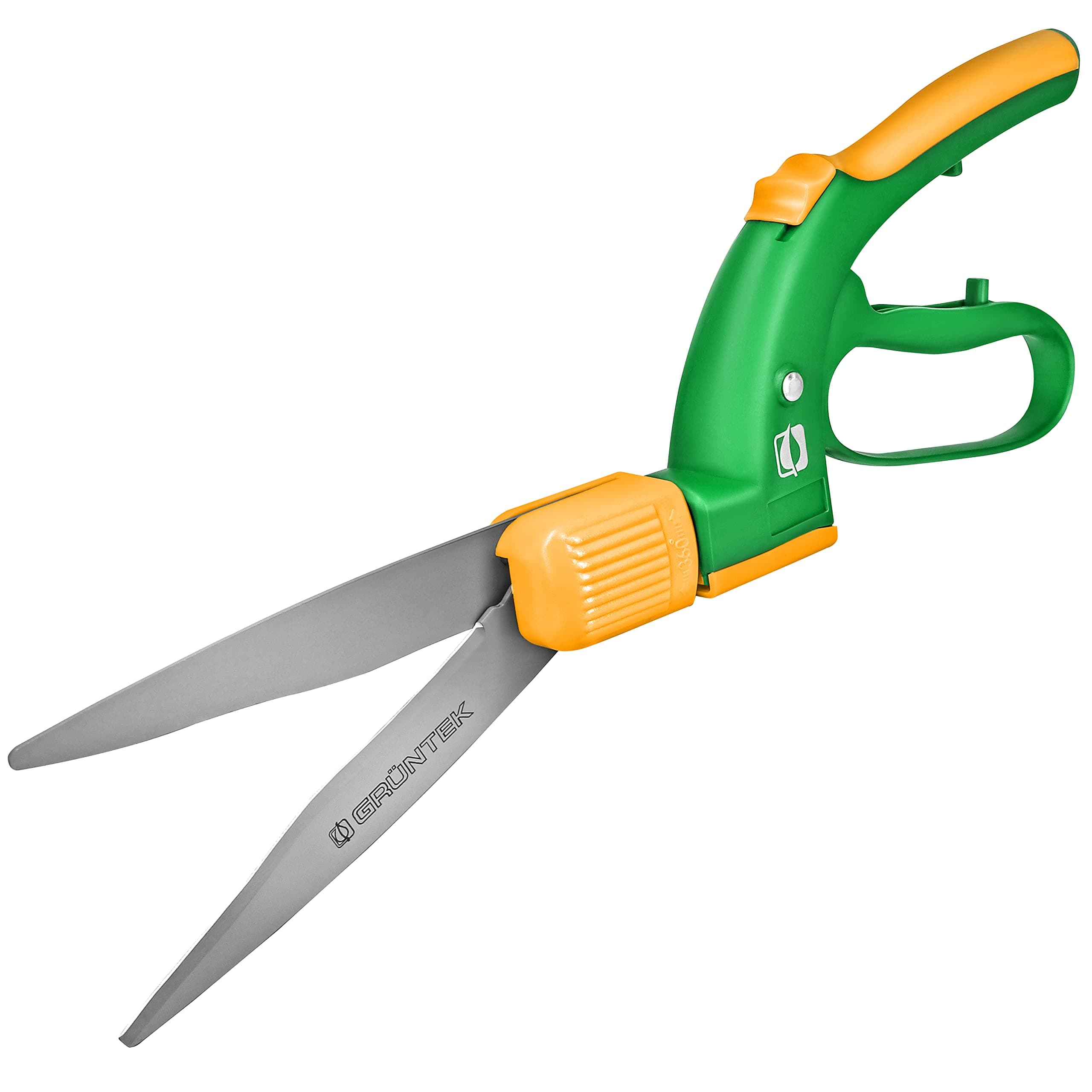 GRÜNTEKTeflon Lawn Shears SEGLER 360° Rotating Cutting Head, Grass Shears with Hand Protection, Lawn Edging Shears 380 mm, Ergonomic Handles, Blades Non-Stick Coated, Lawn Edging Cutter