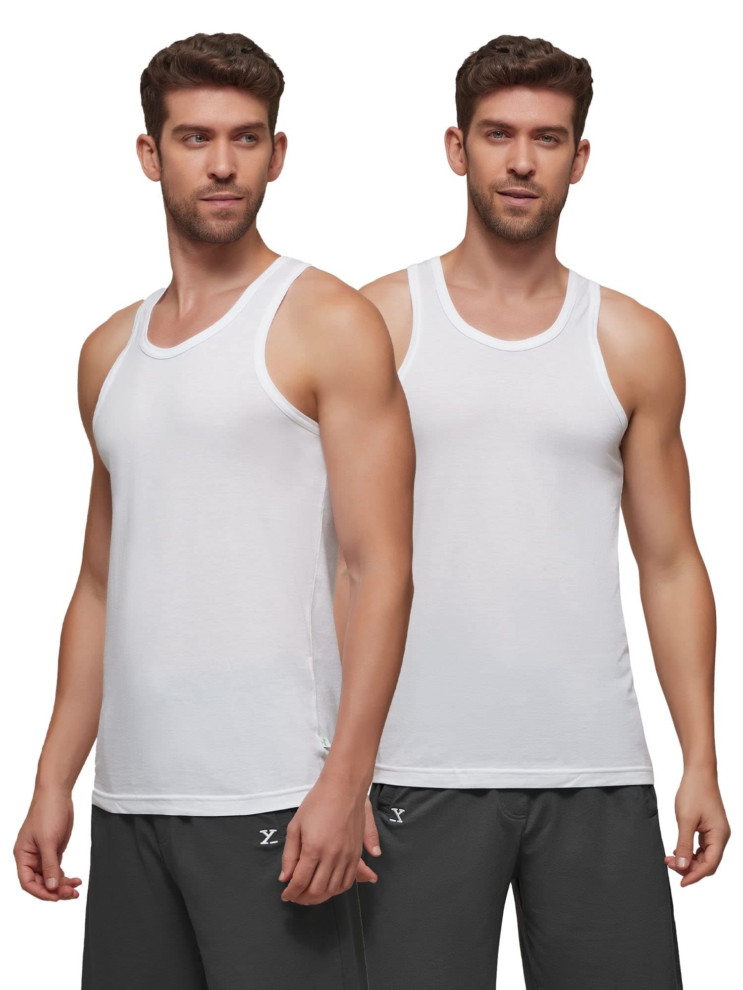 Men's Cotton Modal Round Neck Vest | Antimicrobial, Breathable, Soft & Comfortable Man's Inner, Ultralight Baniyan for Man (Pack of 2)