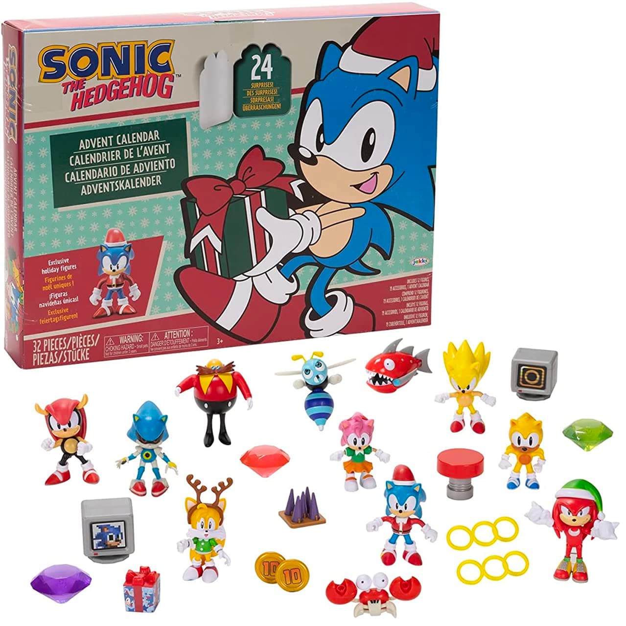 Sonic The Hedgehog Advent Calendar 2022-24 Surprises with Exclusive Collectible 2.5 Inch Holiday Action Figures!
