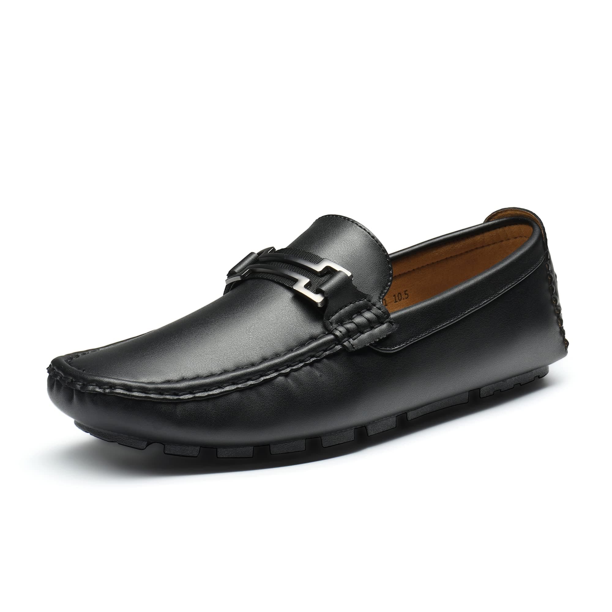 Bruno MarcMen's Hugh-01 Black Faux Leather Driving Penny Loafers Boat Shoes - 13 M US
