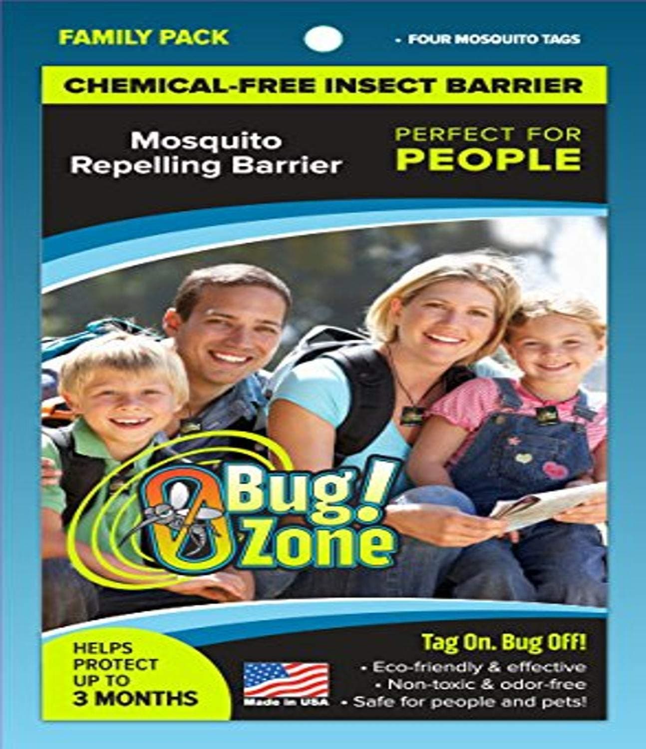 0Bug!Zone Mosquito Barrier Tags, Family Pack