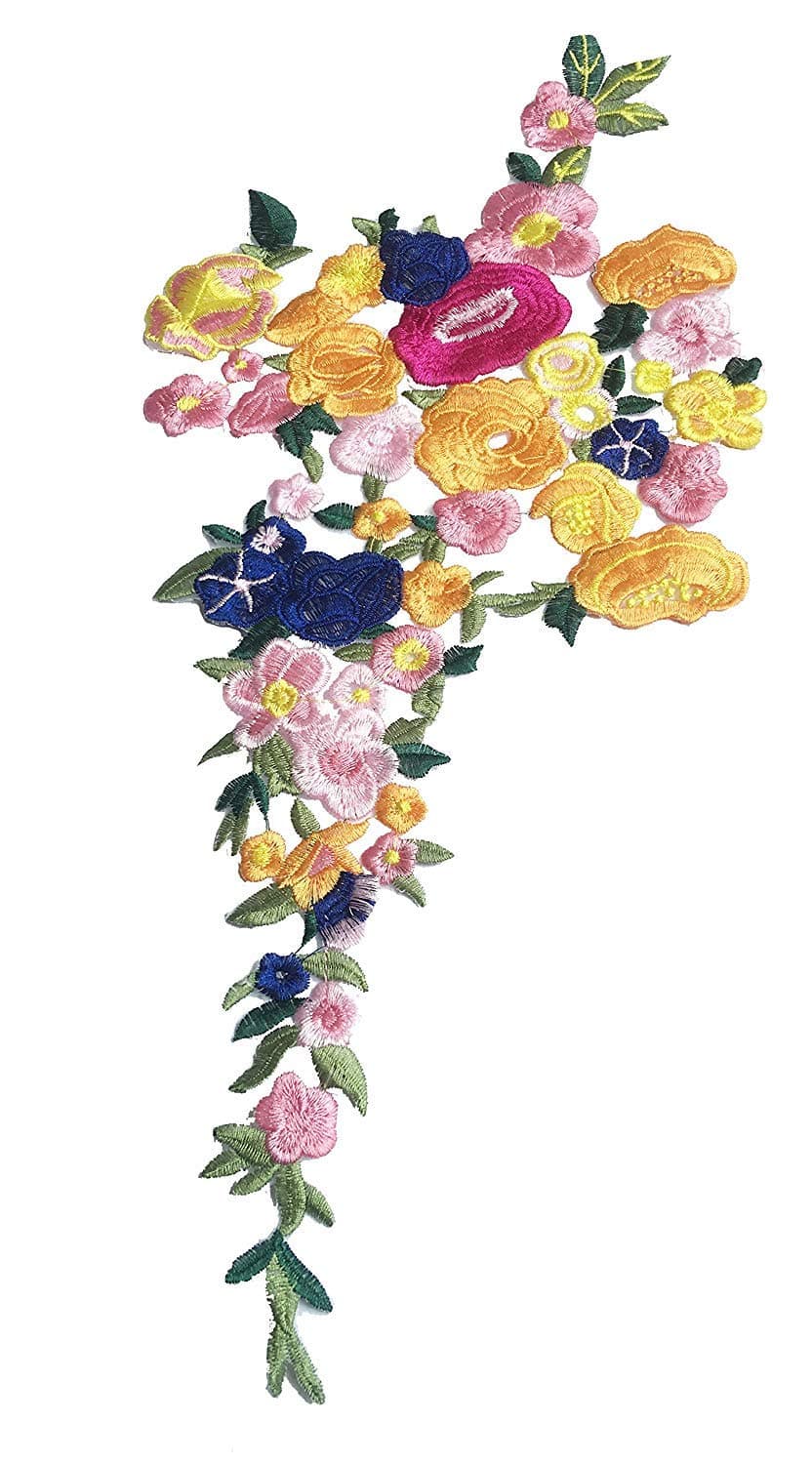 One Very Large 3D Flower Applique Plum Blossom Sewn On Patches Embroidered GarmentLace Fabric Ribbon Trim Neckline Collar Applique Patch Scrapbooking Decorated Fabric Embossed Decorated (Colorful)