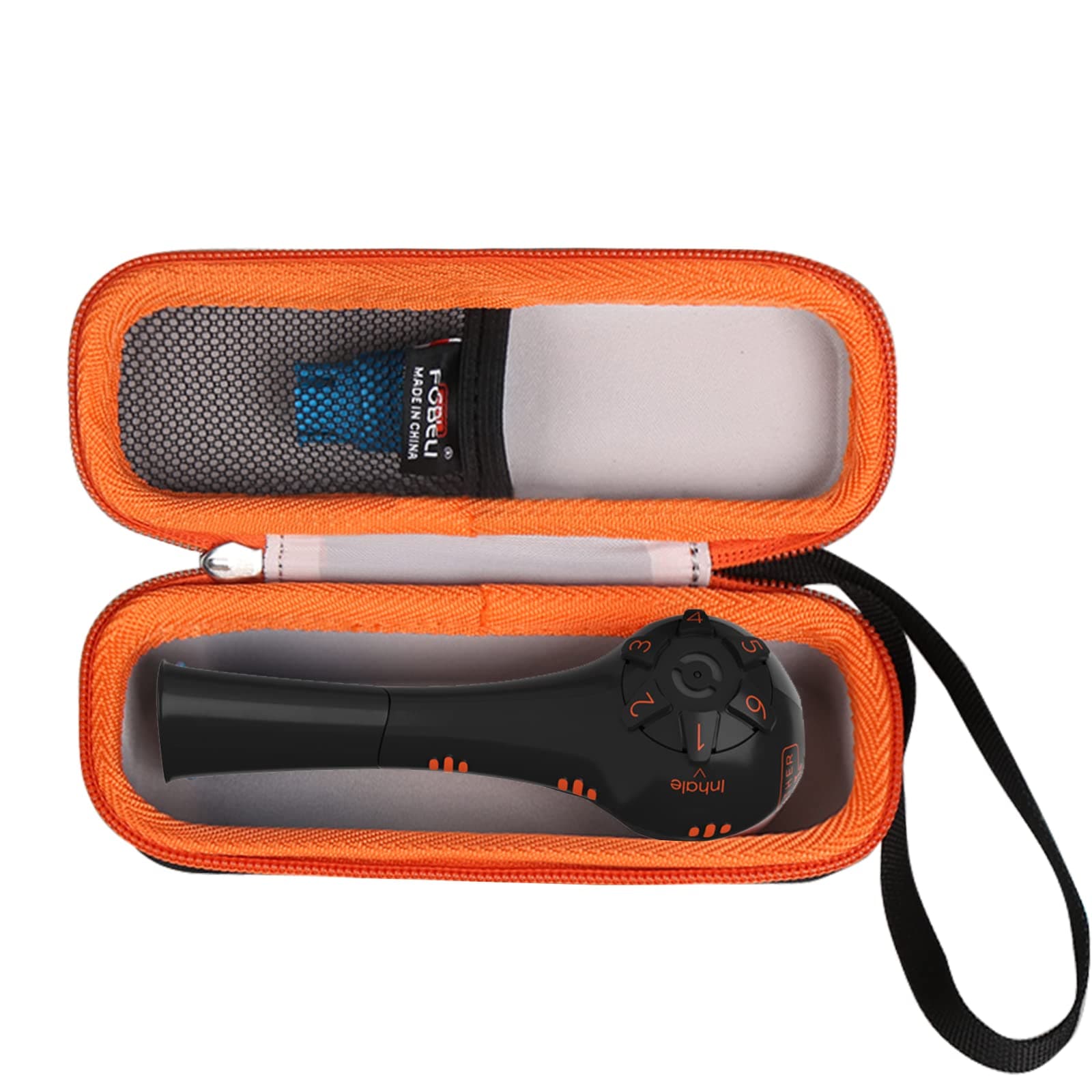 FBLFOBELI EVA Hard Carrying Case Compatible with The Breather Hand-Held Inspiratory Expiratory Muscle Trainer (Orange, Case Only)