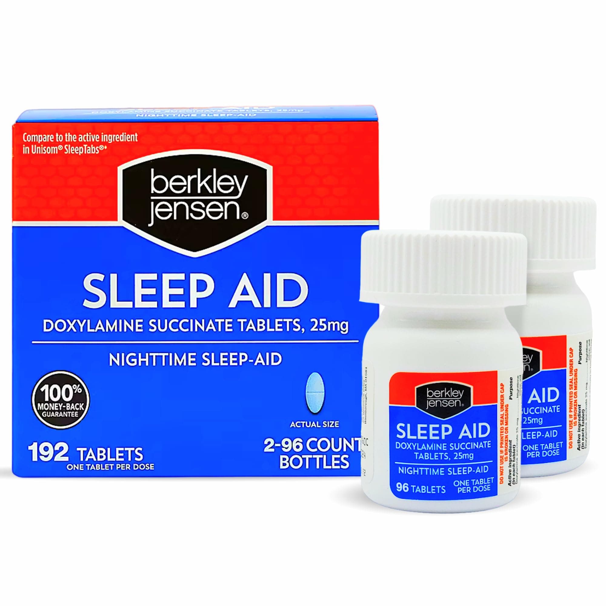 Sleep Aid (192 Tablets) - Doxylamine Succinate 25 mg Nighttime Sleeping Pills, Non Habit-Forming, Easy to Swallow Sleep-Aid