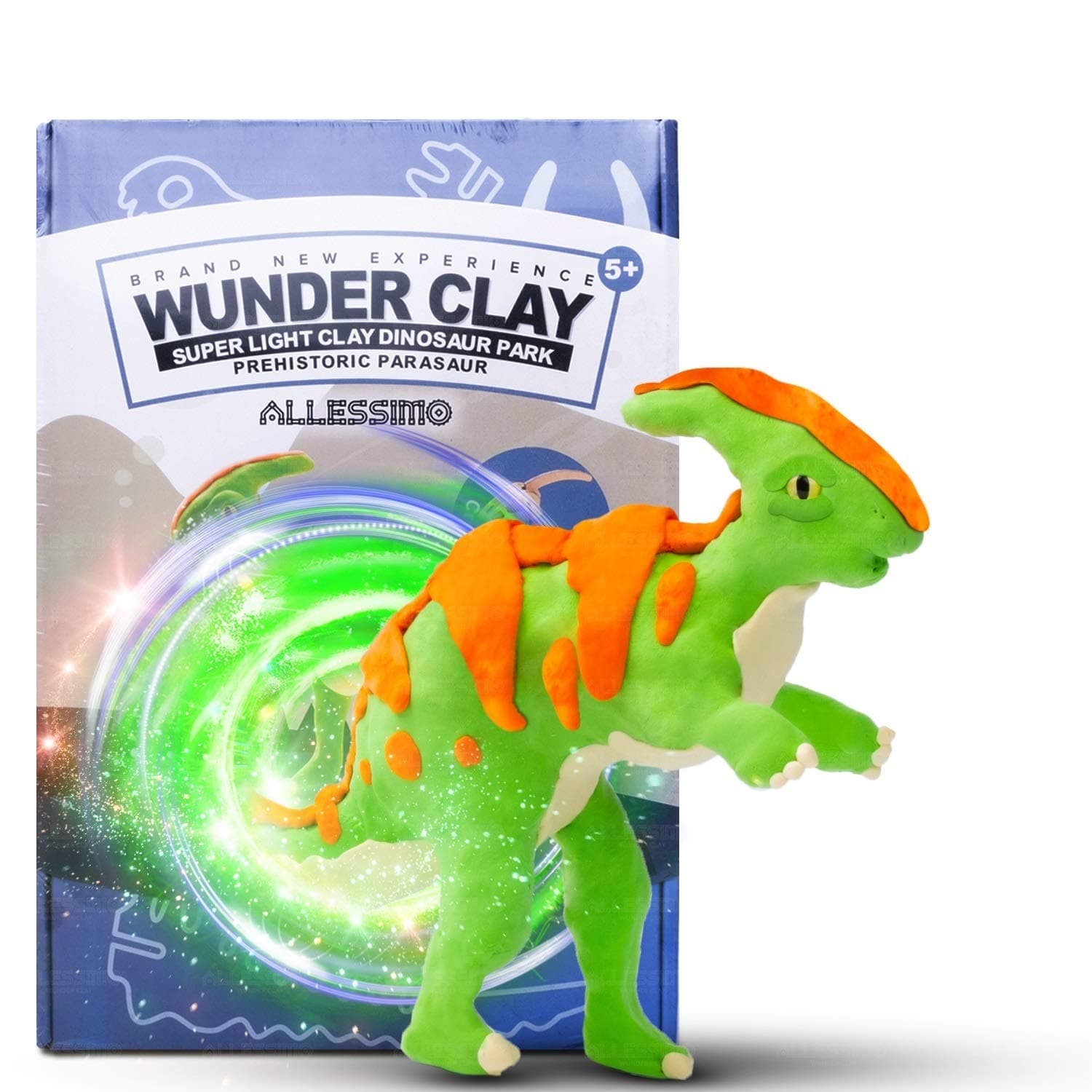 Allessimo - Wunderclay 3D Air-Dry Clay Puzzle Parasaurolophus Clay Kit for Boys Girls Build Jigsaw Assembly Puzzles Ages 5+