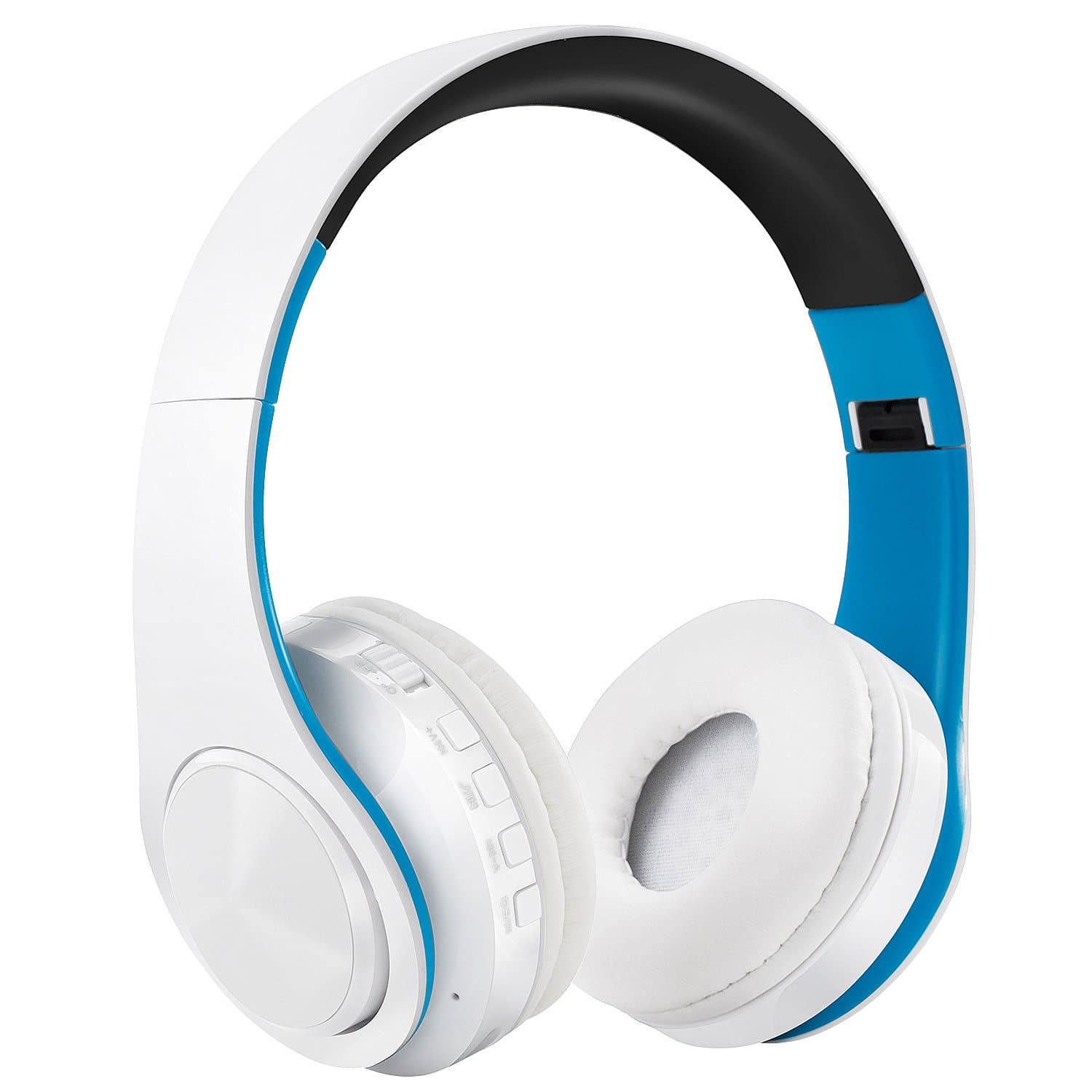 Bluetooth Over Ear Headphones, WolinTek Foldable Wireless Headset with Micro SD/TF Card Slot, Microphone & 3.5mm Jack, Comfortable Protein Ear pads, 10 Hours Playtime - White/Red