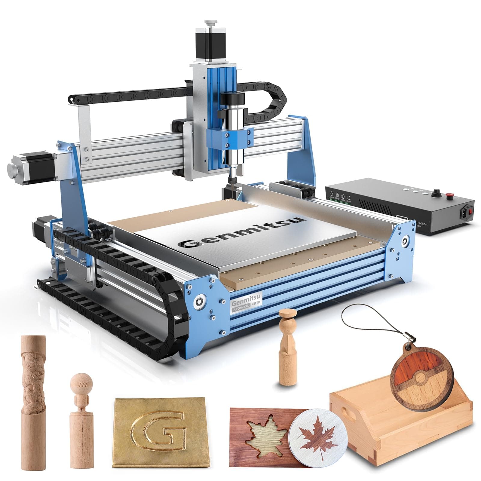Genmitsu CNC Router Machine PROVerXL 4030 for Wood Metal Acrylic MDF Carving Arts Crafts DIY Design, 3 Axis Milling Cutting Engraving Machine, Working Area 400 x 300 x 110mm (15.7''x11.8''x4.3'')