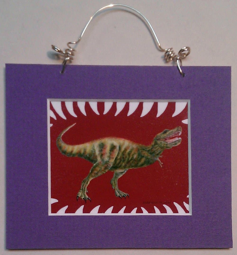 T. Rex Theropod Dinosaur mini art print from original watercolor painting with hanger and magnet