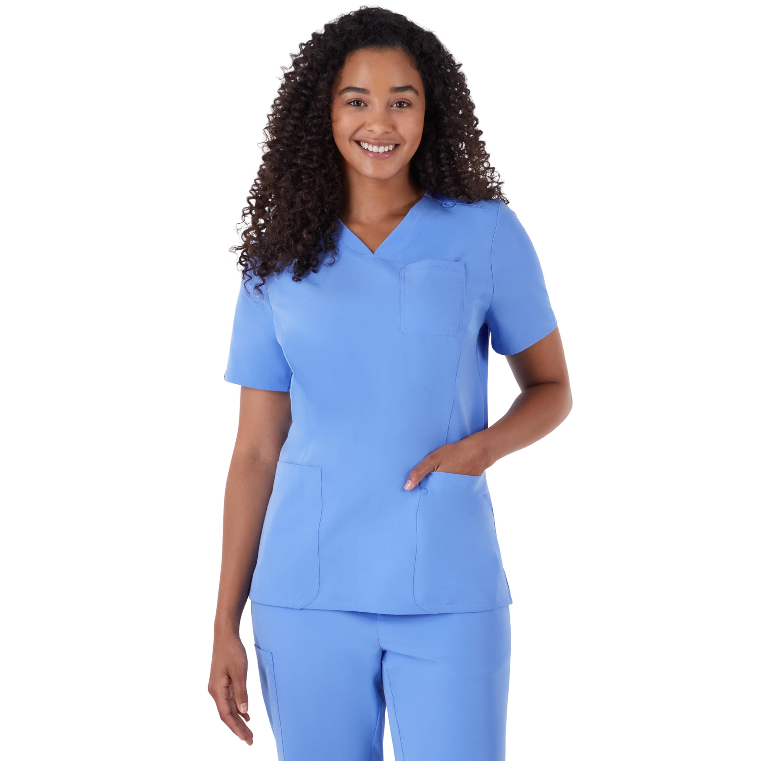 Hanes Women's Scrubs Healthcare Top, Moisture-Wicking Stretch Scrub Shirts, Ribbed Back Panel