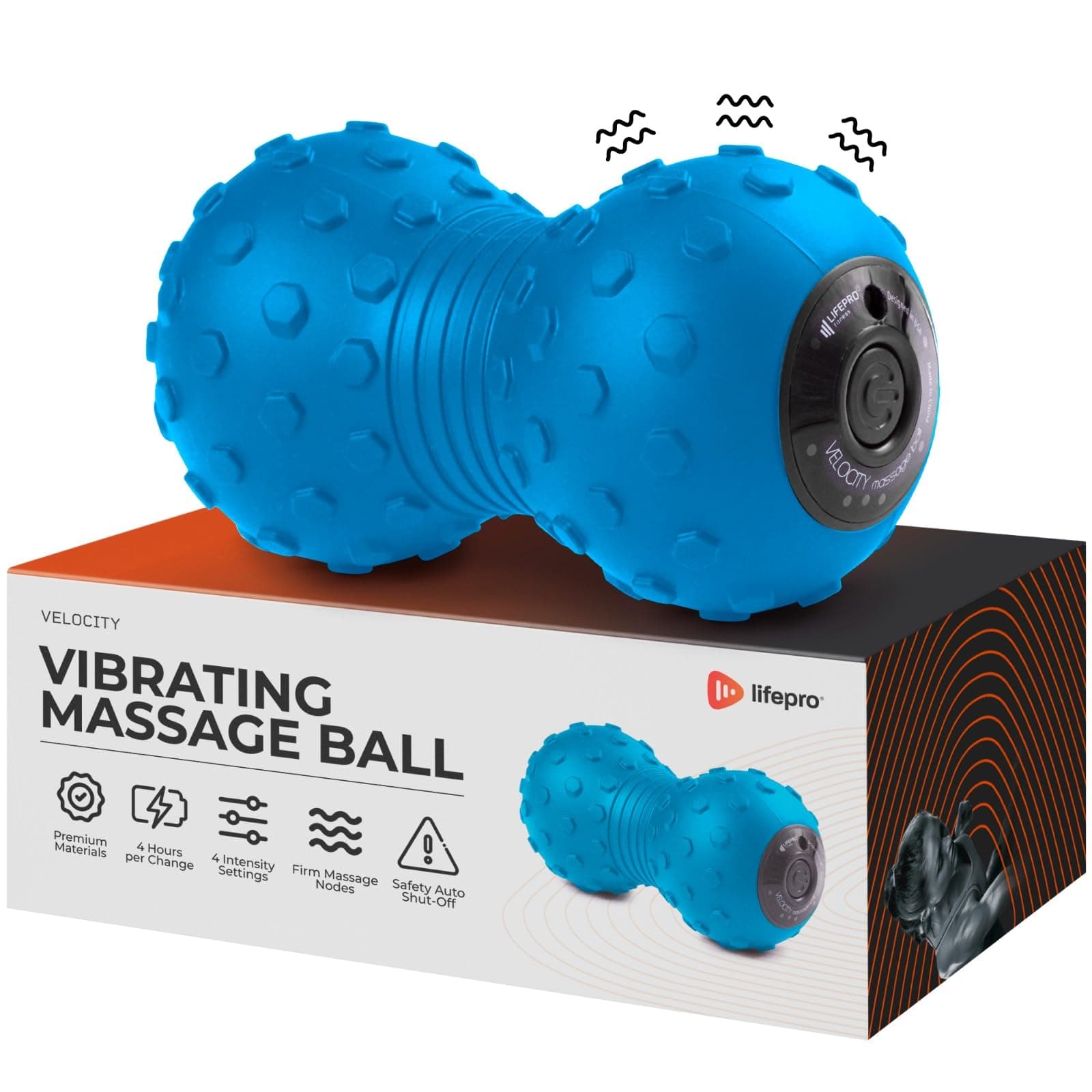 LifePro 4-Speed Vibrating Massage Ball - Peanut Massager Combines a Lacrosse Ball with Vibrating Foam Roller Vibration Roller for Recovery, Mobility & Deep Tissue Trigger Point Therapy