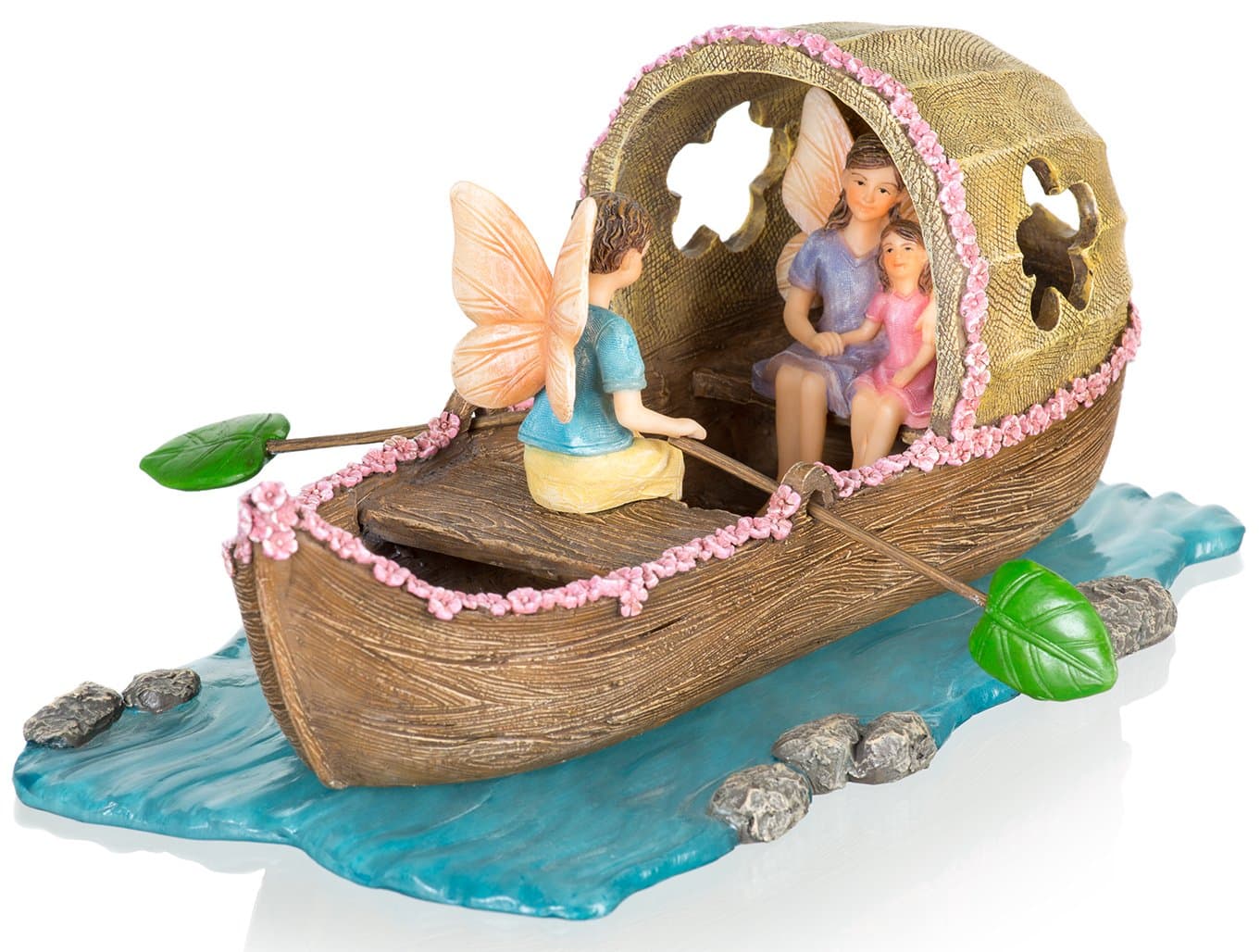 Joykick Fairy Garden Boat Kit - Miniature Hand Painted Figurine Statues with Accessories - Set of 6pcs for Your House or Lawn Decor