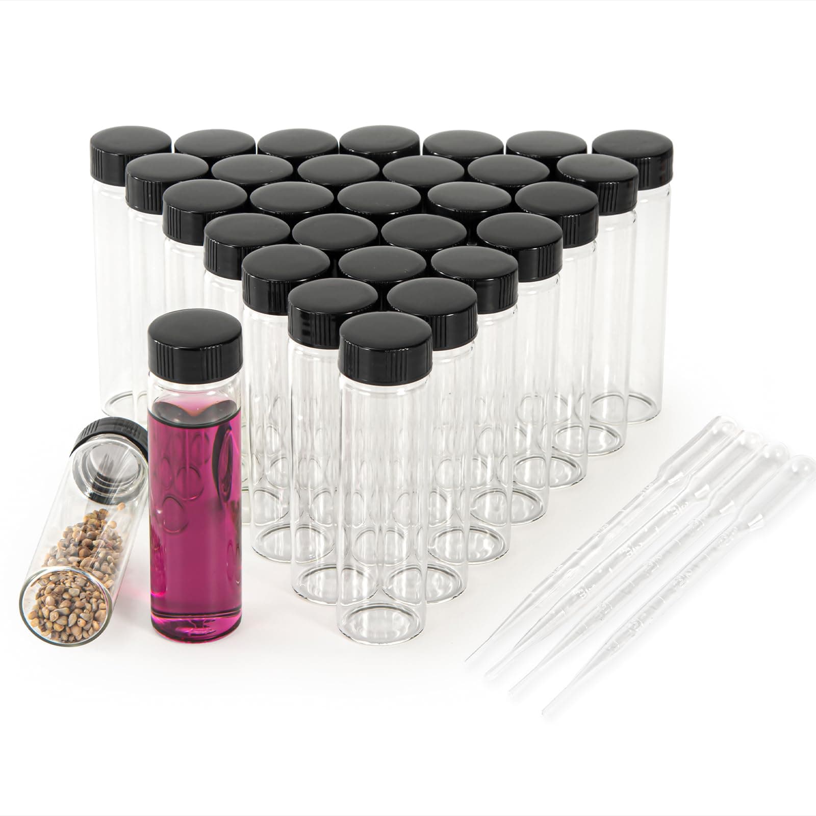 40ml Clear Small Glass Vials 30pcs with Screw Caps(30pcs)