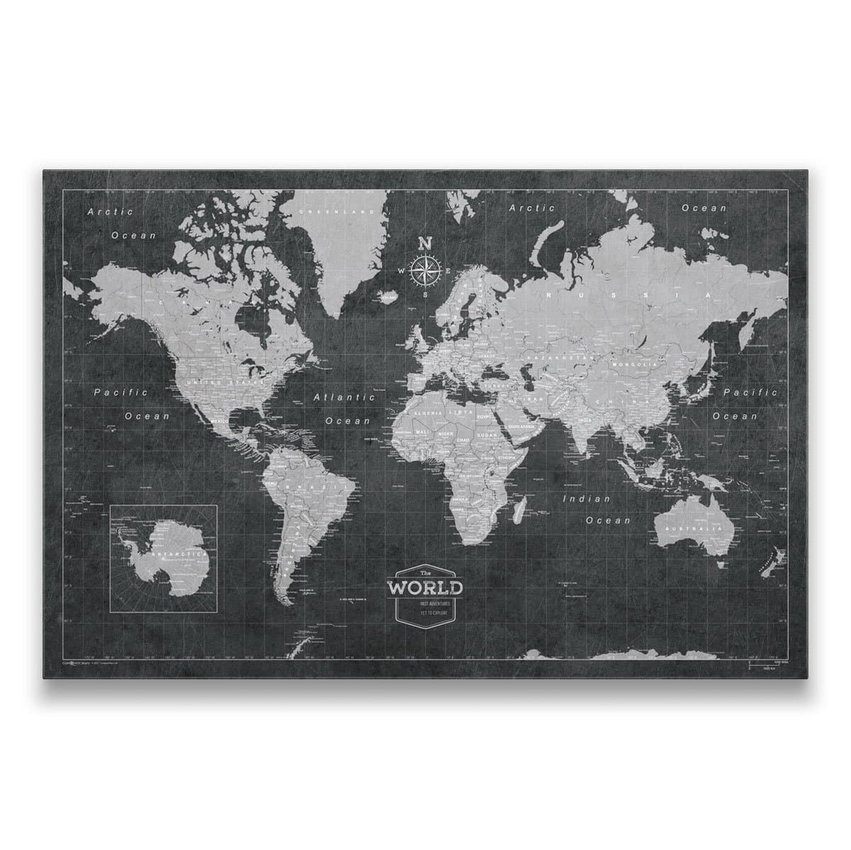 Conquest Maps World Map Poster Modern World Map Style Decor to Track Your Travels & Pin Your Adventures! Matte Poster Paper Detailed Graphics -Cities States & Countries - 2015 Data (36 x 24 Inches)