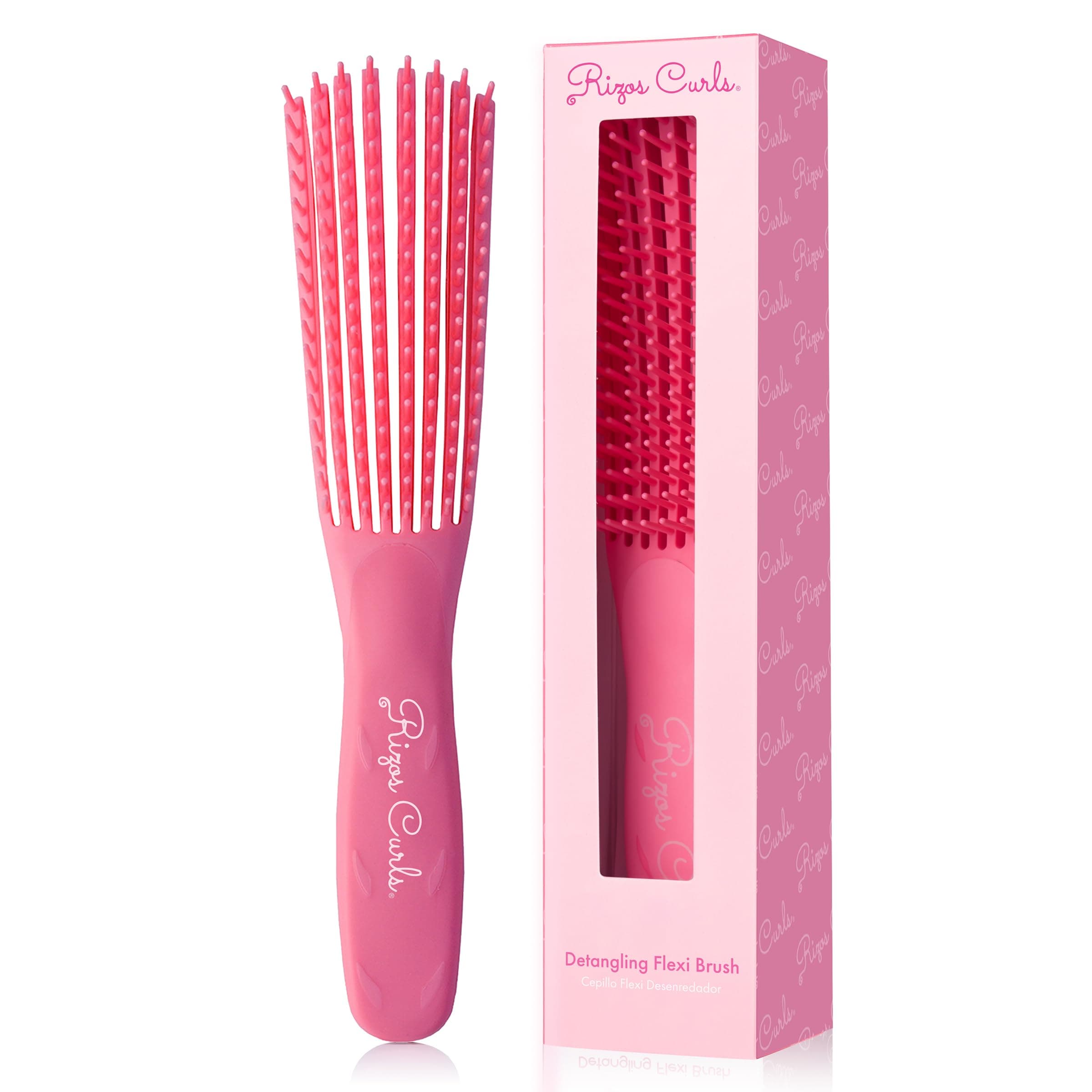 Detangling Flexi Brush, Detangle Curly, Coily Curls, Shower Brush, Reduce Hair Loss & Breakage, Distribute Product and Add Shine, Pink