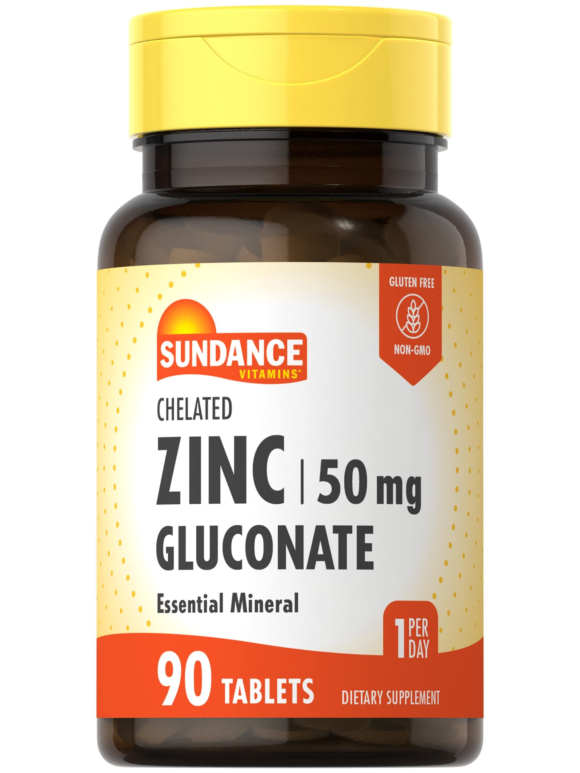 Zinc Supplement 50mg | 90 Tablets | Chelated Essential Mineral | Vegetarian, Non-GMO, and Gluten Free