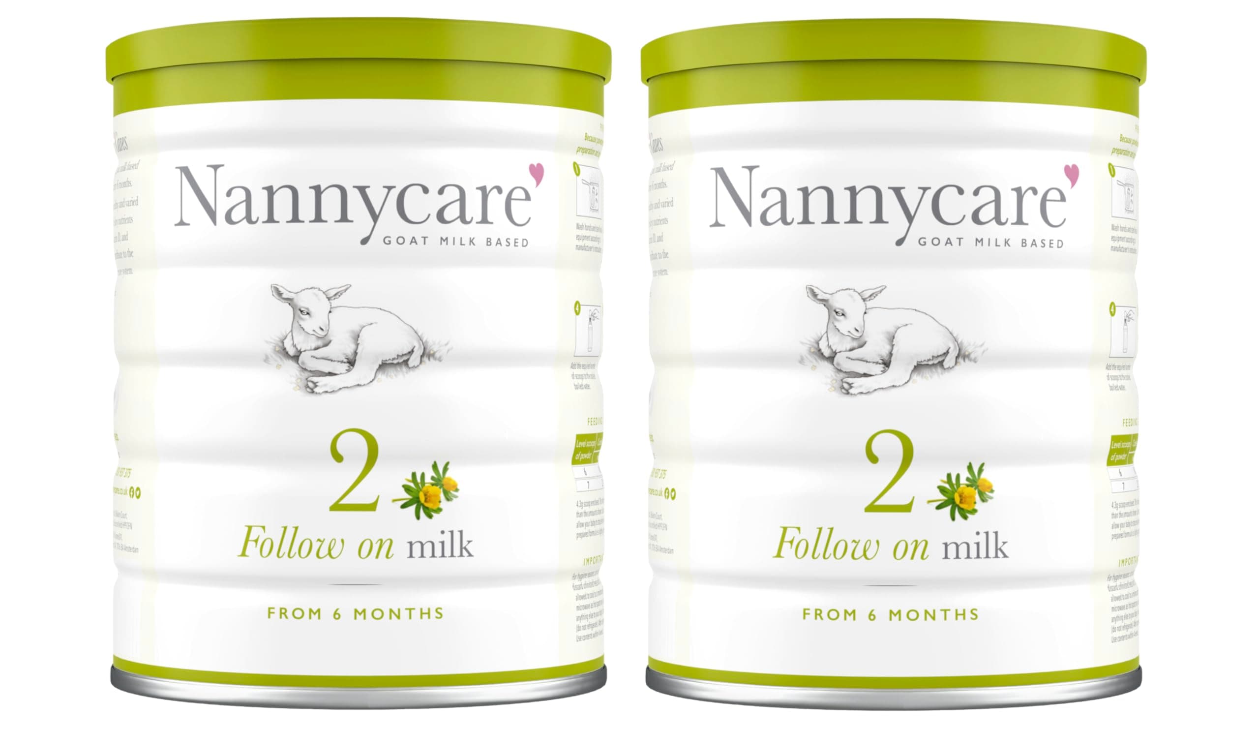 Nannycare Stage 2 Goat Milk Follow-On Baby Formula for 6-12 Months - Follow On Made from Full Cream. Nutritionally Tailored Nanny Care with Vitamin D - 900g (Pack of 2)