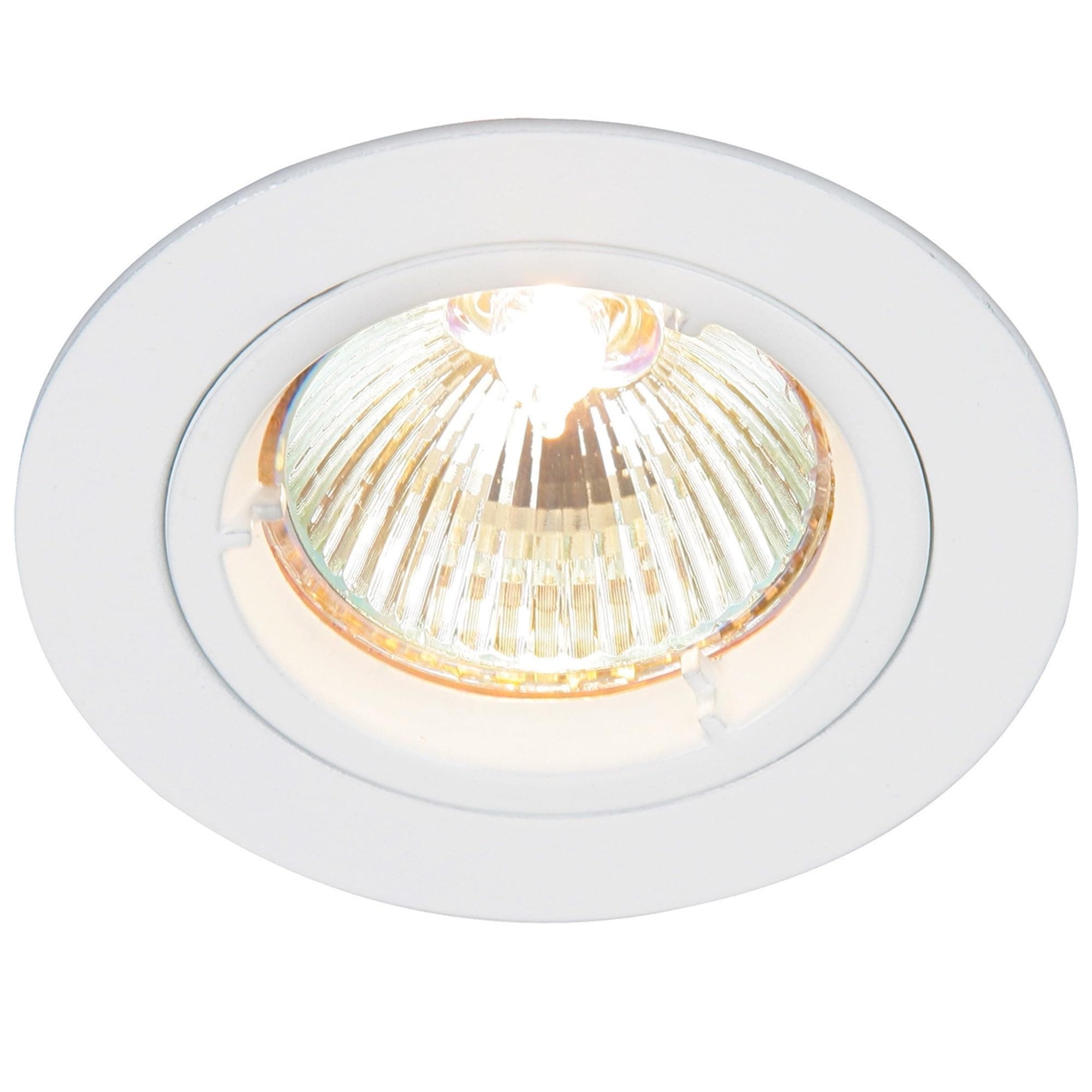 Recessed Lighting – GU10 LED Spotlights for Ceiling – IP20 Downlights Mains Powered Ceiling Spots for Kitchen Bedroom Lounge - Halogen or LED – Fixed Version, Gloss White