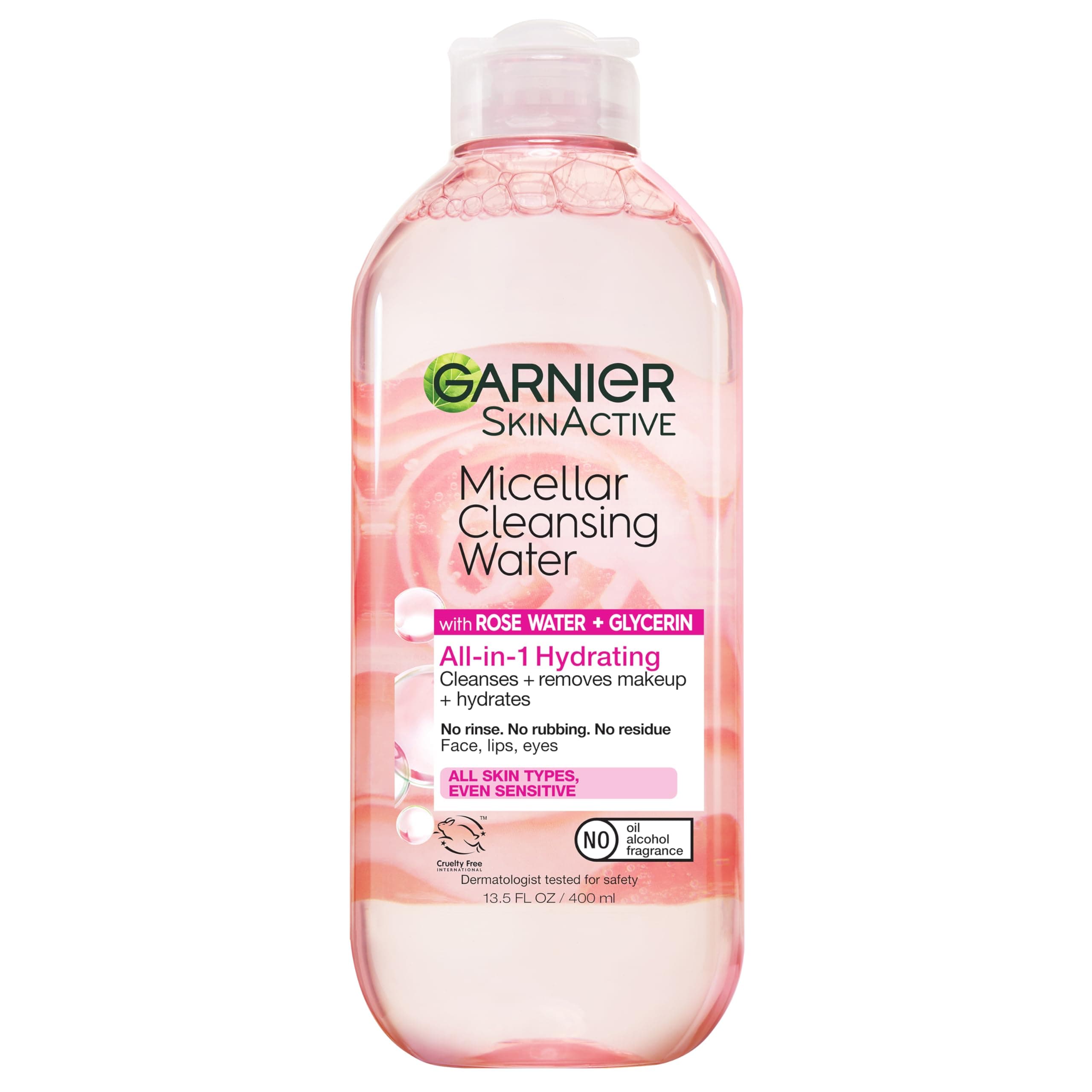 SkinActive Micellar Cleansing Water with Rose Water and Glycerin, All-in-1 Hydrating, For Normal to Dry Skin, 13.5 Fl Oz…