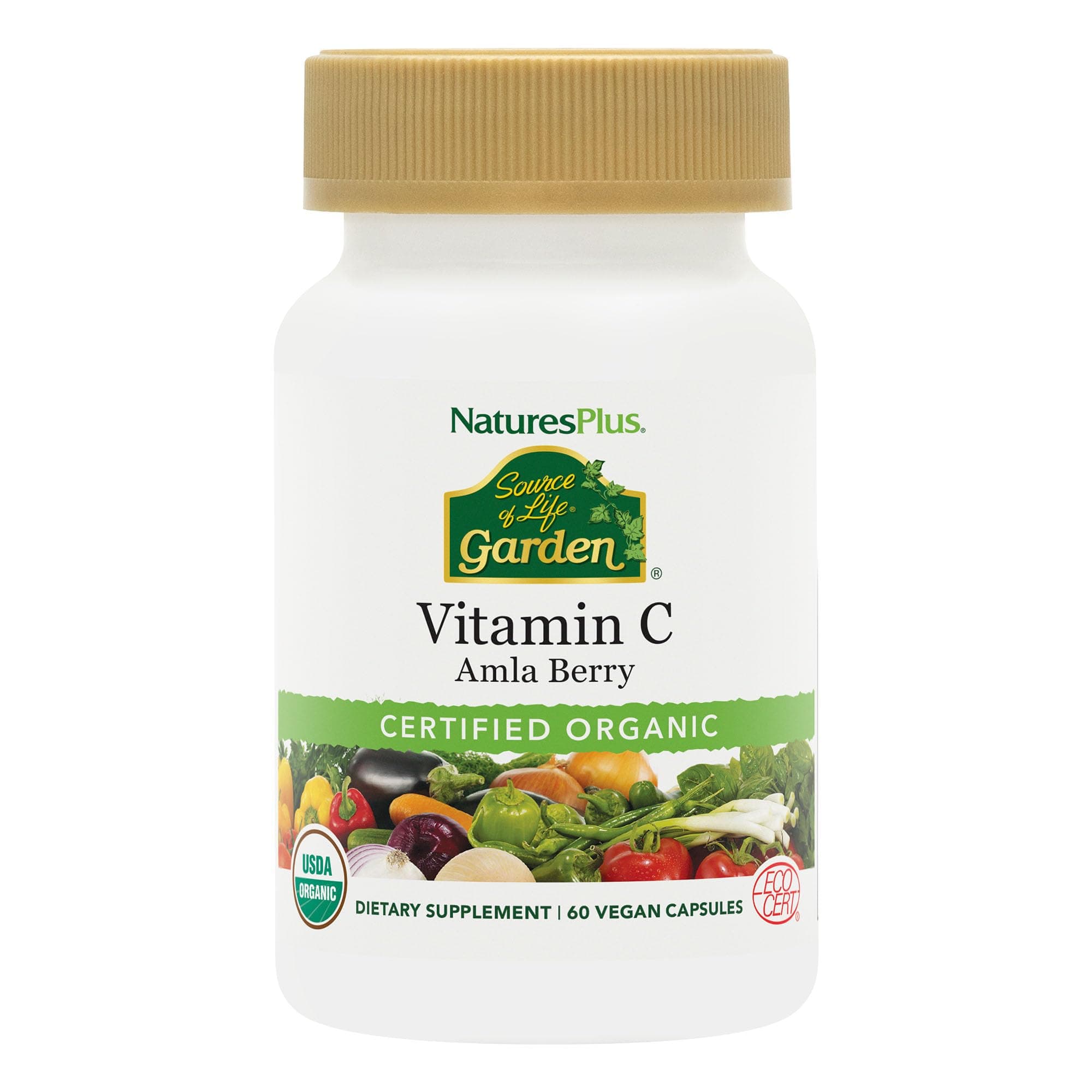 Source of Life Garden Vitamin C - 60 Capsules - Immune System Support - USDA Certified Organic, Non-GMO, Vegan, Gluten Free - 30 Servings
