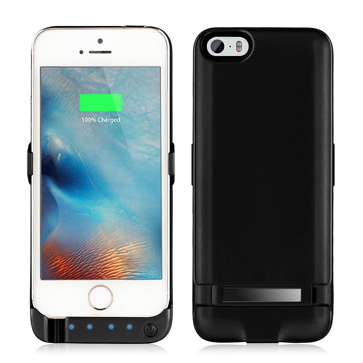 Yicente Battery Case For iPhone 5 5S SE 4200mAh External Battery Charger Case Portable Extended Battery Charging Case Rechargeable Battery Pack Power Bank Case For iPhone 5 5S SE (Black)