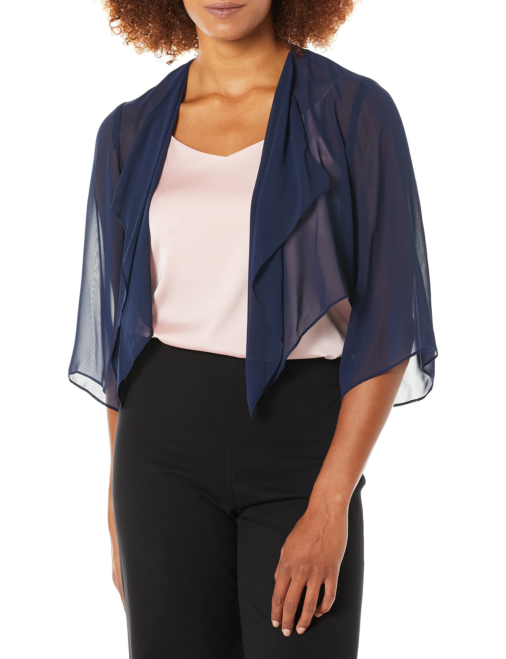 Alex Evenings Women's Short Bolero Shrug Jacket with 3/4 Sleeve Elegant Cropped Cover-Up for Formal and Evening Wear