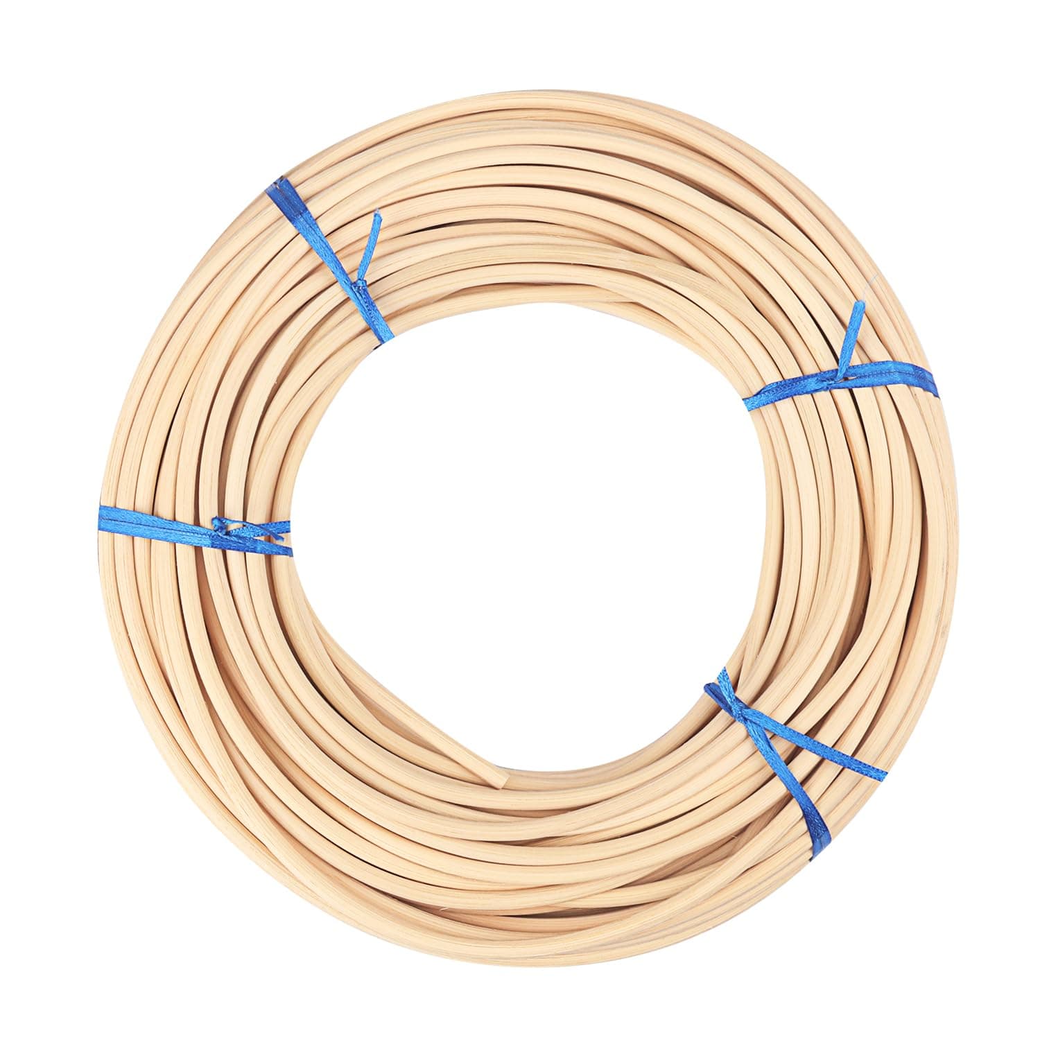 GNIEMCKIN # 8 Spline, 66 Ft Reed Spline, Natural Cane Webbing Roll, and Round Reed Coil for DIY Furniture Making and Wicker Weaving, Winding, Modeling, Decoration, Aromatherapy