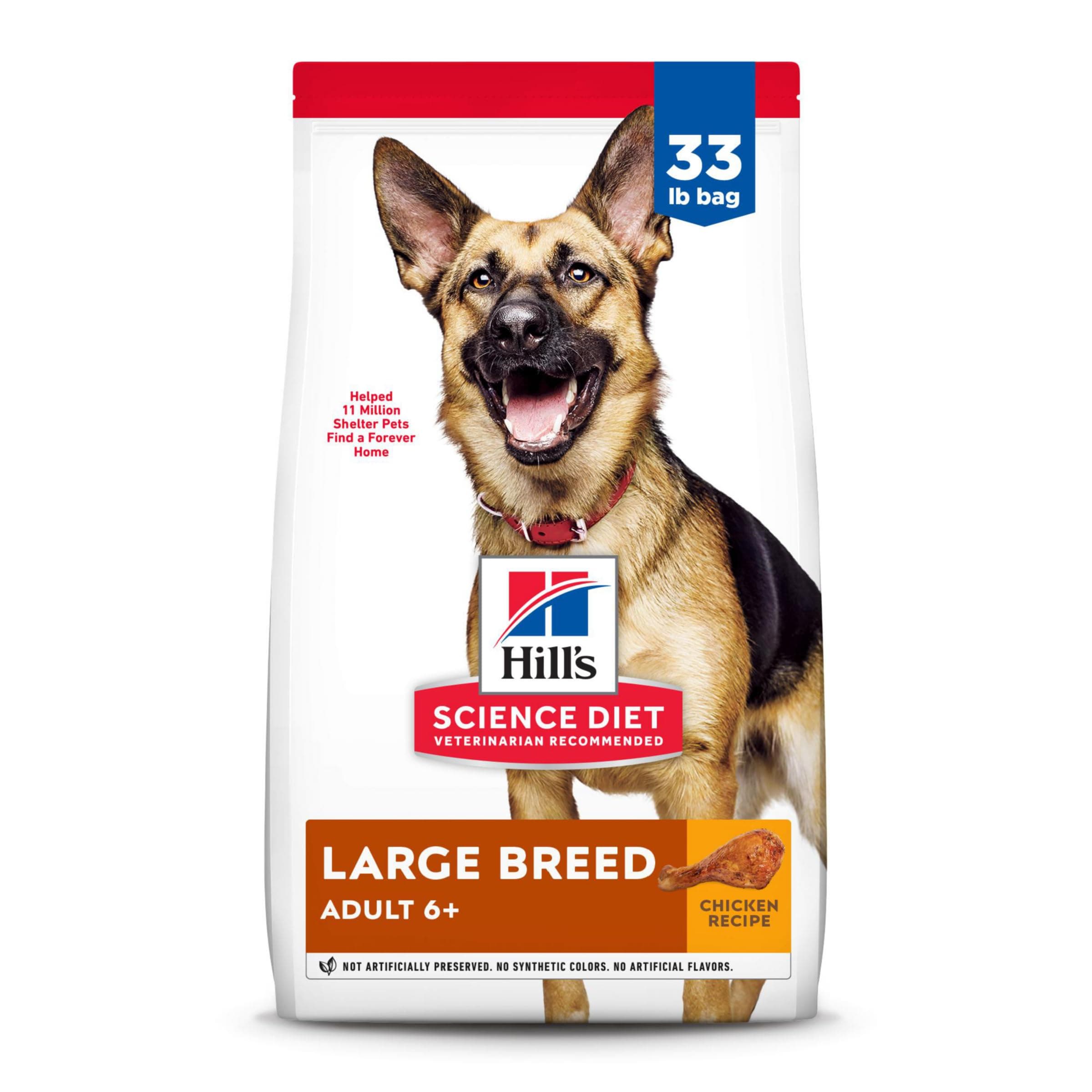 Adult 6+ Large Breed Dry Dog Food, Chicken, 33 lb. Bag