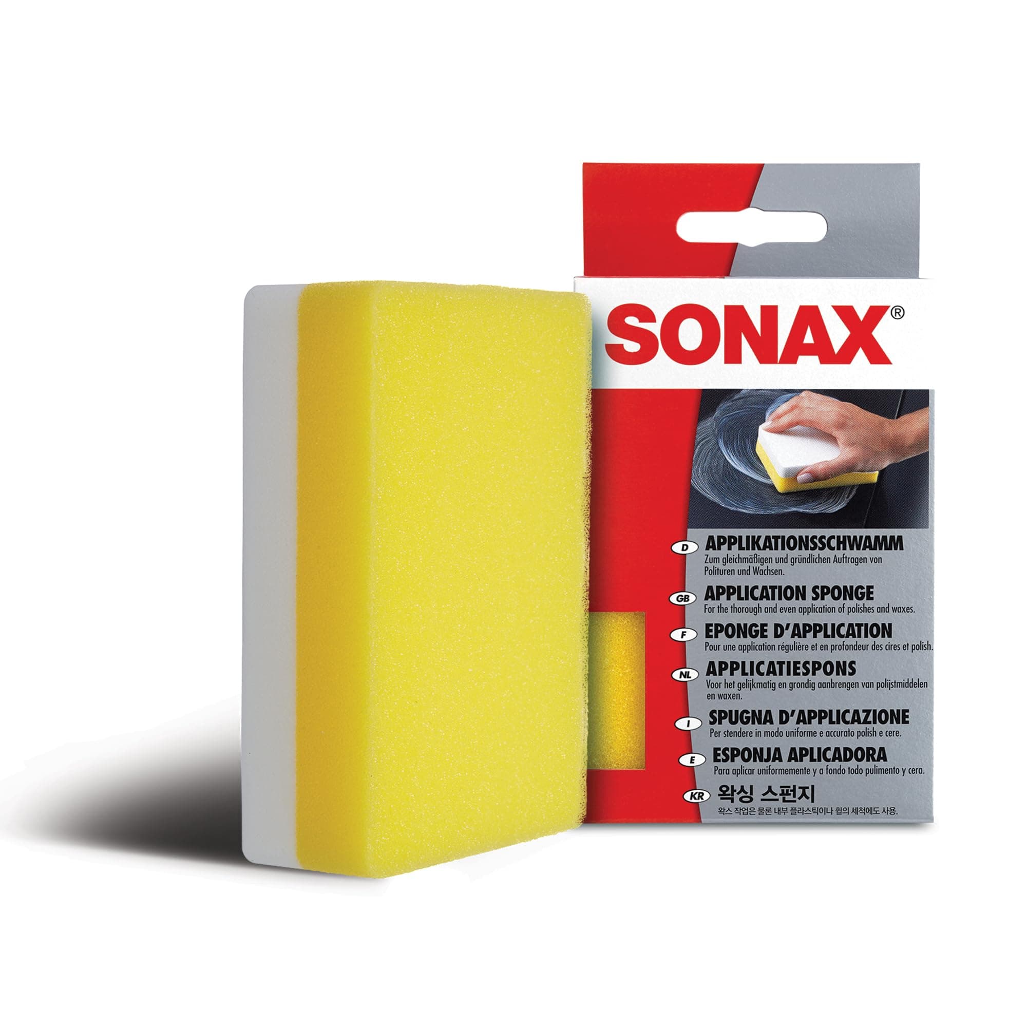 Application Sponge 417300 | Dual-Sided Detailing Applicator for Wax, Sealant, Polish & Tire Gel | Durable Foam with Ergonomic Grip | Ideal for Paint, Trim, Rubber & Plastics | 4” x 5”