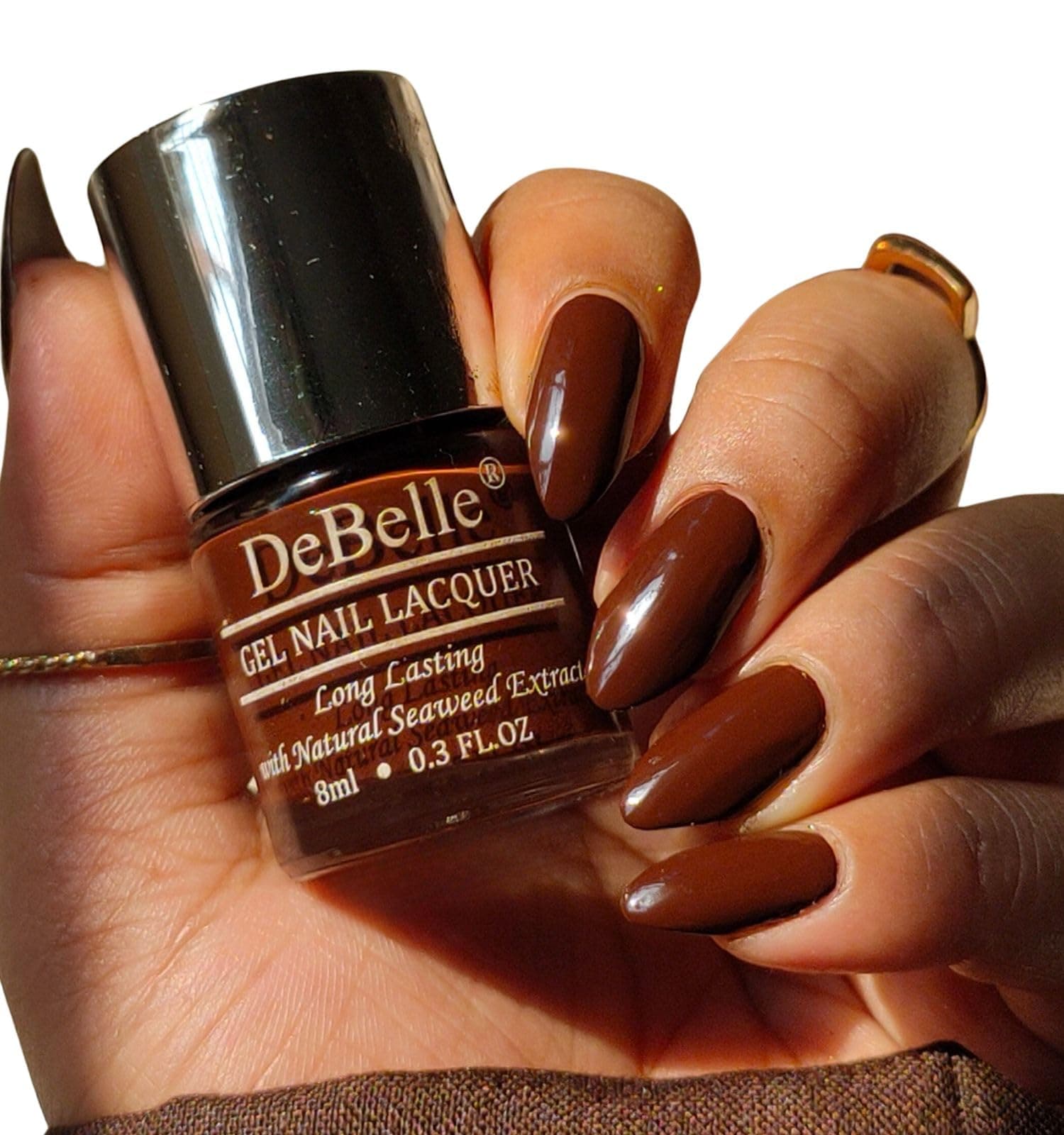 - Gel Nail Lacquer Cocoa Harvest (Dark Brown) 8ml - Enriched with natural Seaweed Extract, cruelty Free, Toxic Free Glossy Finish