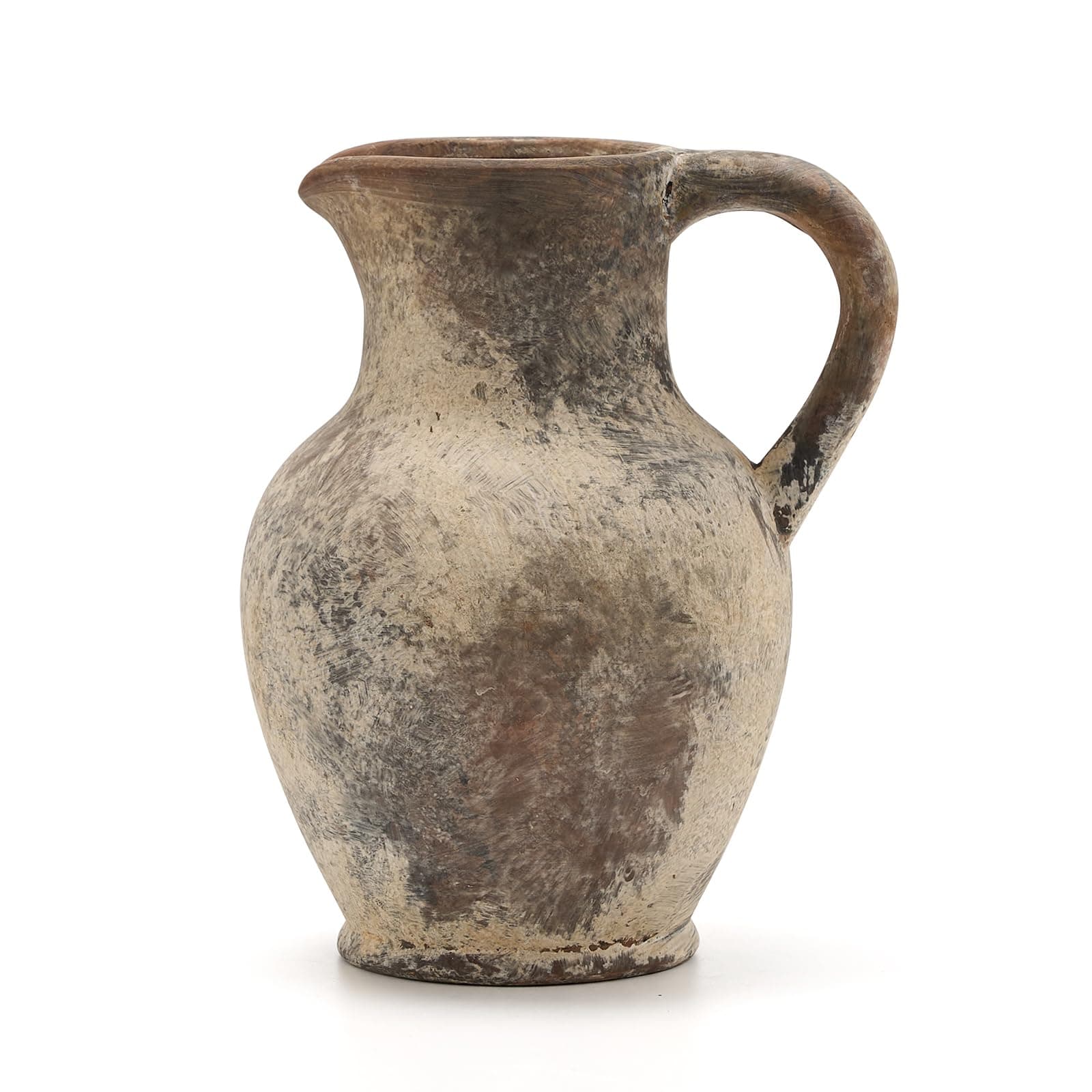 SIDUCAL Ceramic Rustic Farmhouse Vase with Handle, Terracotta Vase, Minimalist Decorative Vases for Home Decor, Table, Living Room, Shelf, Christmas Decoration(Gray)