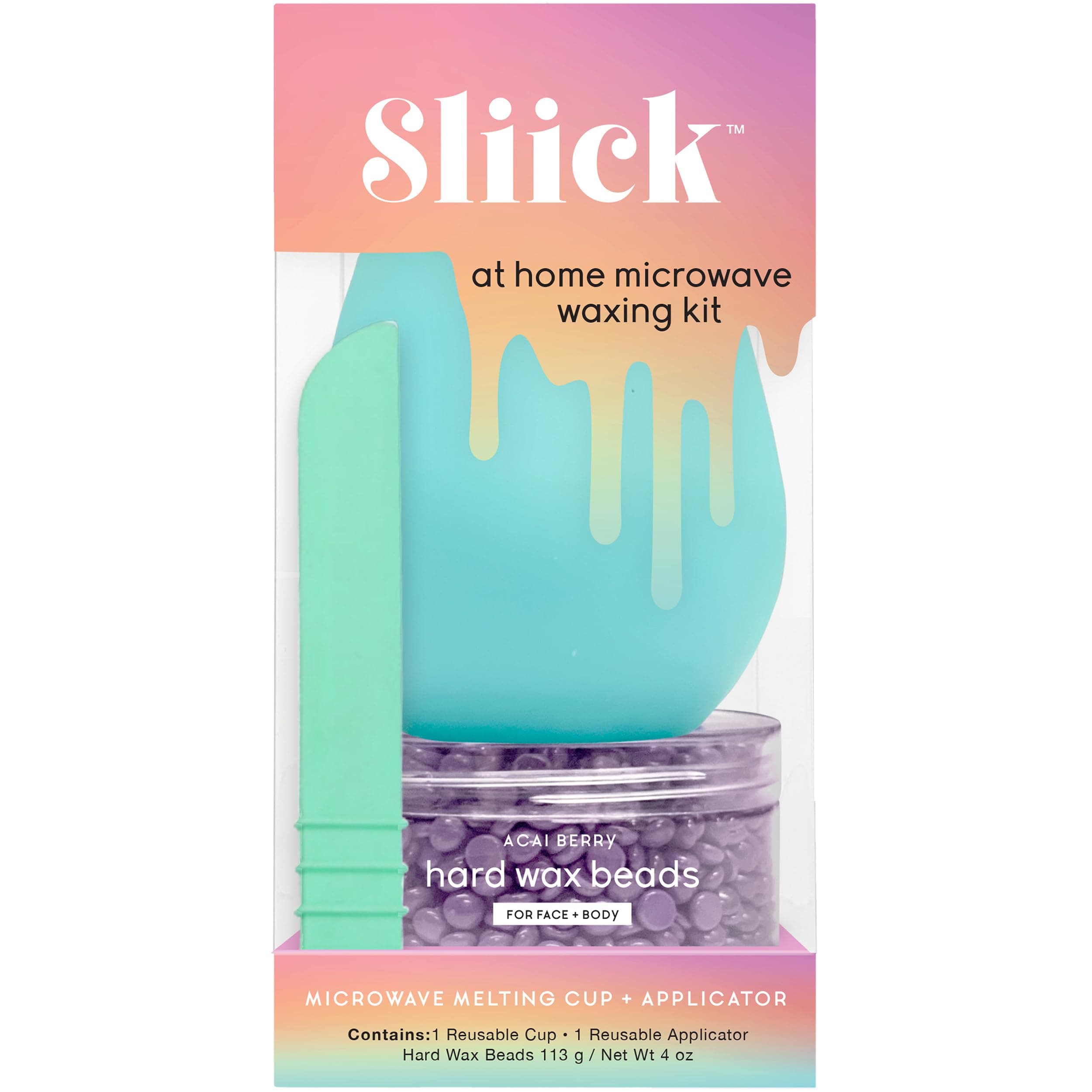 Sliick At Home Waxing Kit - Cup, Spatula & Wax 113g - Hair removal, home waxing, smooth skin, wax kit