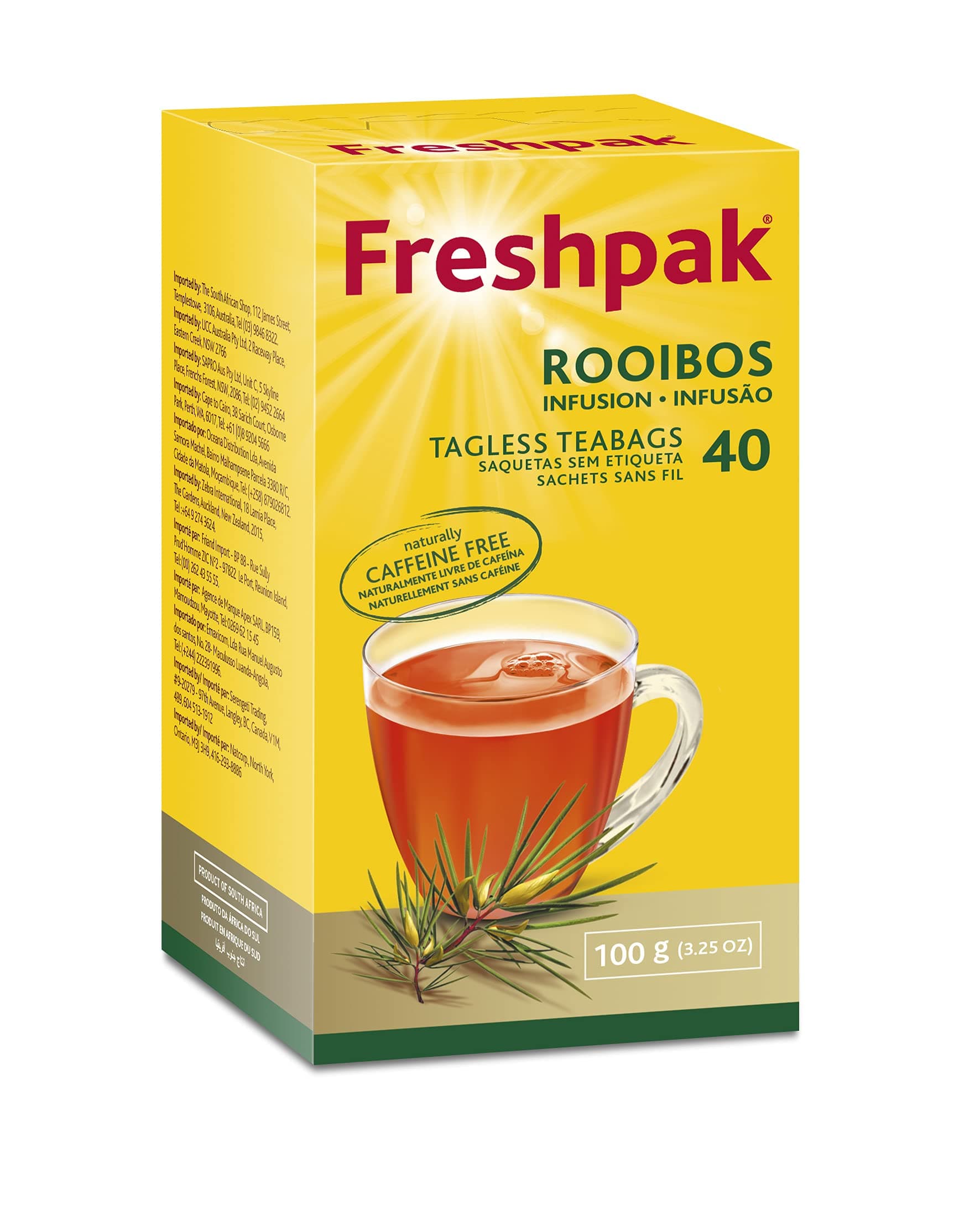 Rooibos Tea | 40 Tagless Teabags | Natural Premium Rooibos | Naturally Caffeine Free | Keto Friendly | Rooibos From South Africa | Non GMO