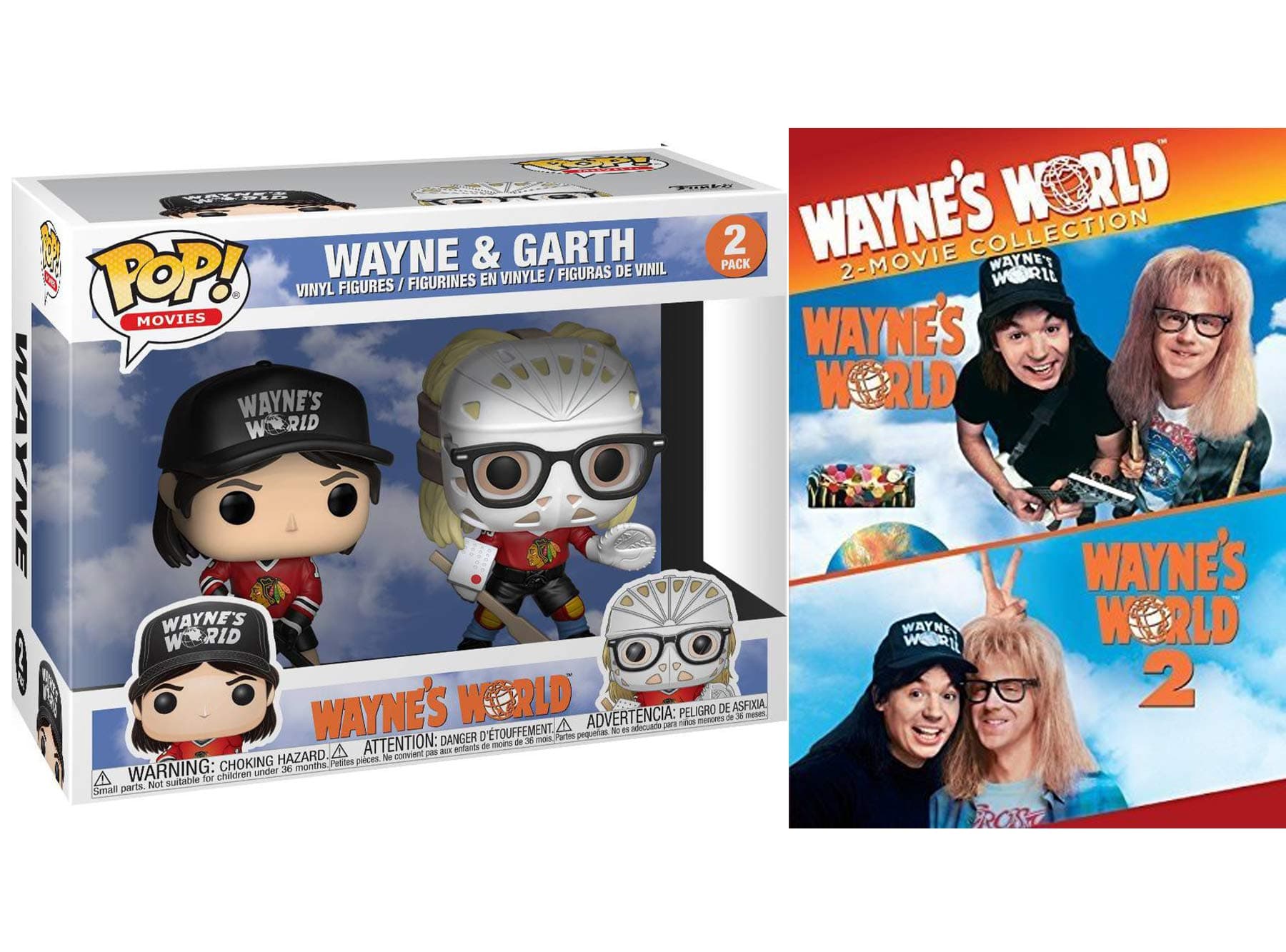 Party Wayne + Garth Movie Figure DVD Set Wayne's World Collection & 2 Pack Pop! characters Party On Mike Myers 90's Hurl Double Feature