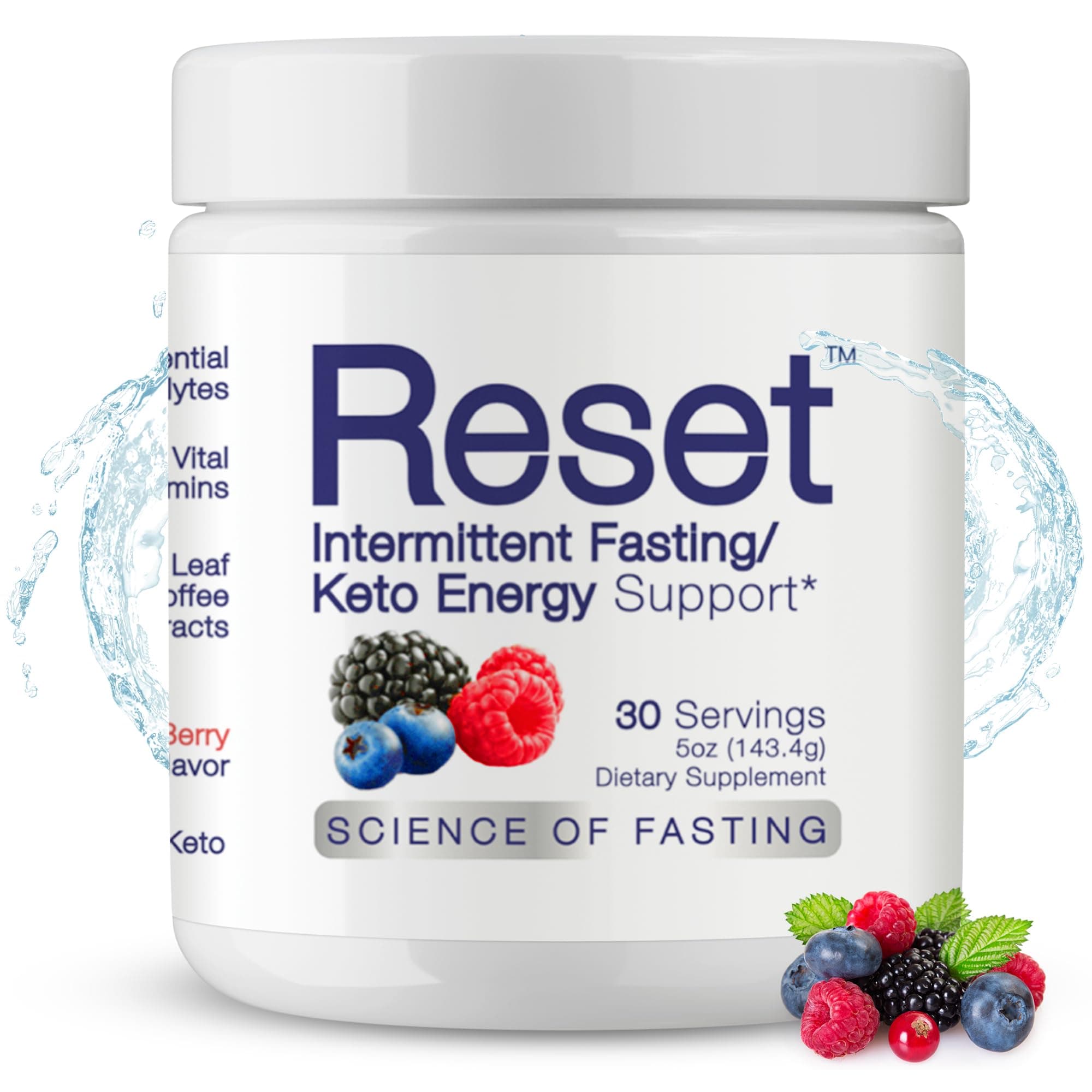 Reset Wild Berry 6 Energy Electrolytes, Methyl B12, Methyl Folate, Pink Sea Salt, Green Tea Leaf & Green Coffee Bean Extracts, Super B Complex, Biotin, Zinc, 72 Trace Minerals