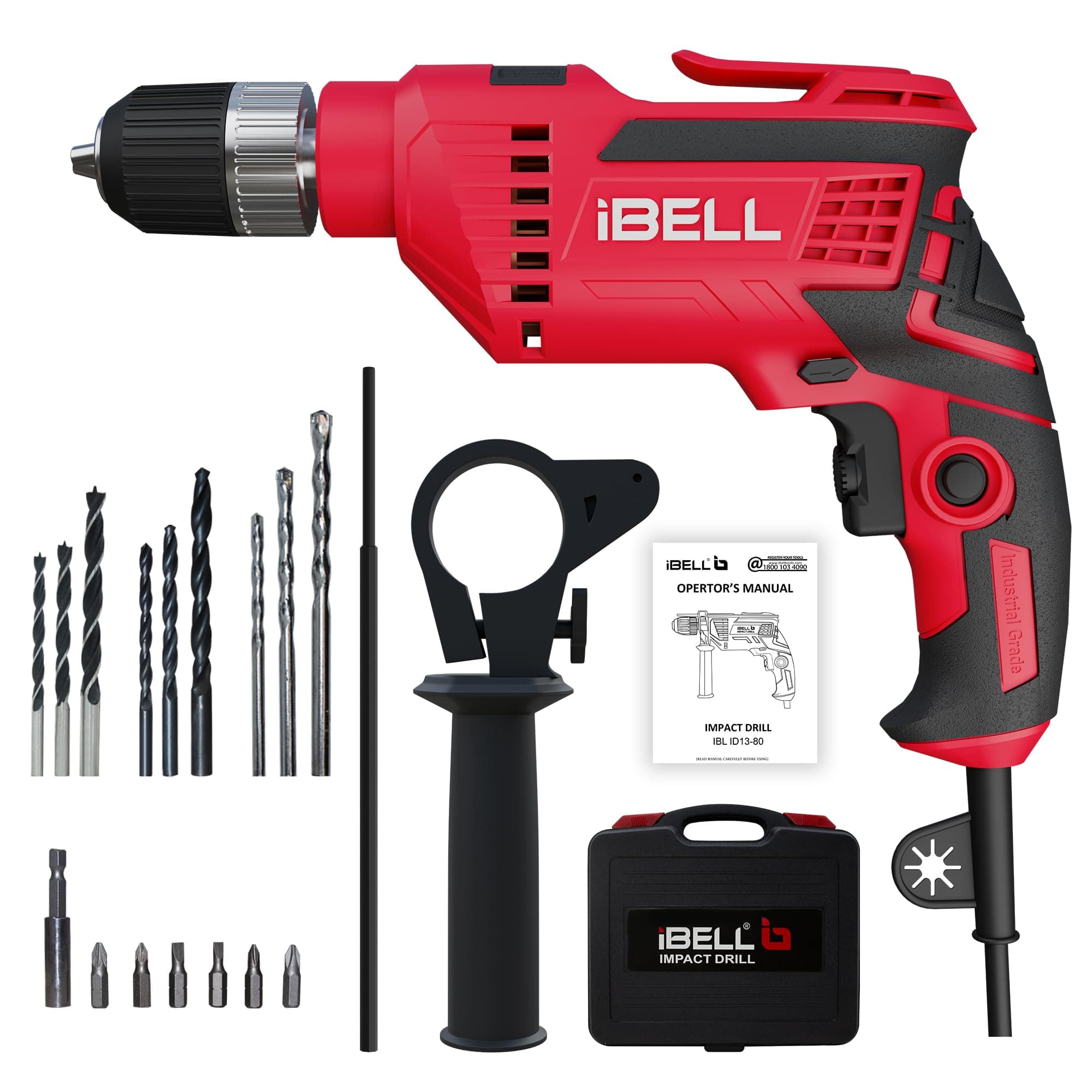 IBELL Impact Drill 13MM, 650W, 2800 RPM with Auto Chuck in BMC Box with 17 Accessories - 6 Months Warranty