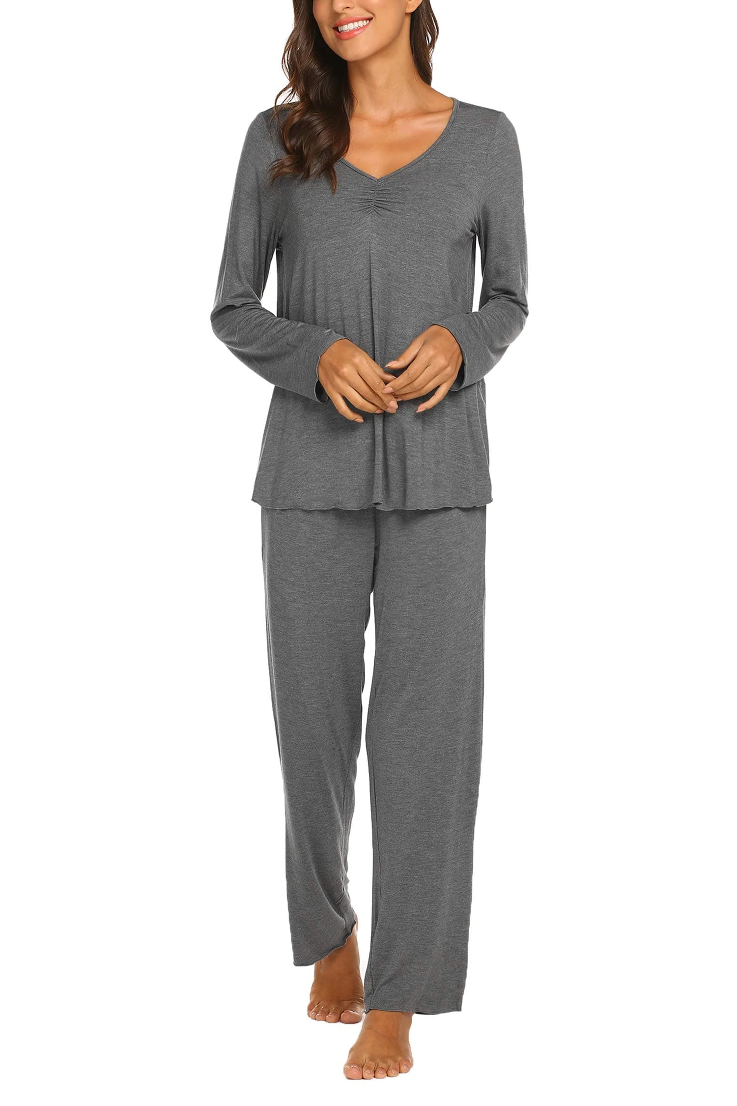 Womens Pajama Sets 2 Piece Lounge Set Fall Winter Pajamas Long Sleeve Pjs Top and Pants Soft Pj Sets Loose Sleepwear