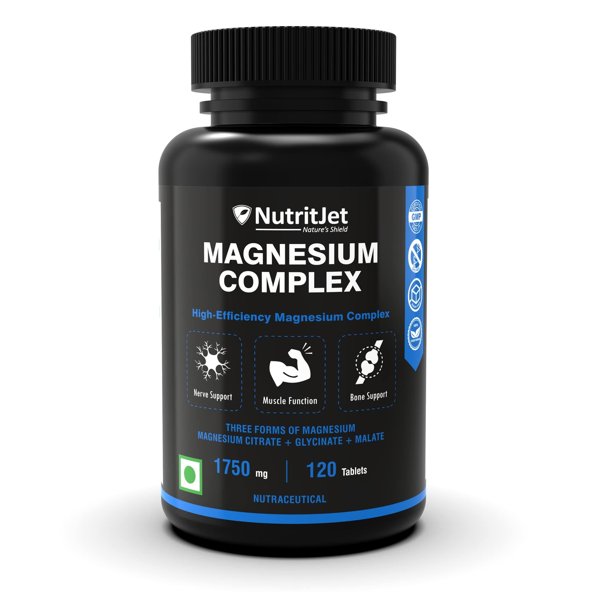 Magnesium Glycinate Citrate Malate Complex | Max Absorption, Support Heart, Sleep, Muscle Health, Non-GMO & Gluten Free | 1750mg - For Men & Women 120 Tablets