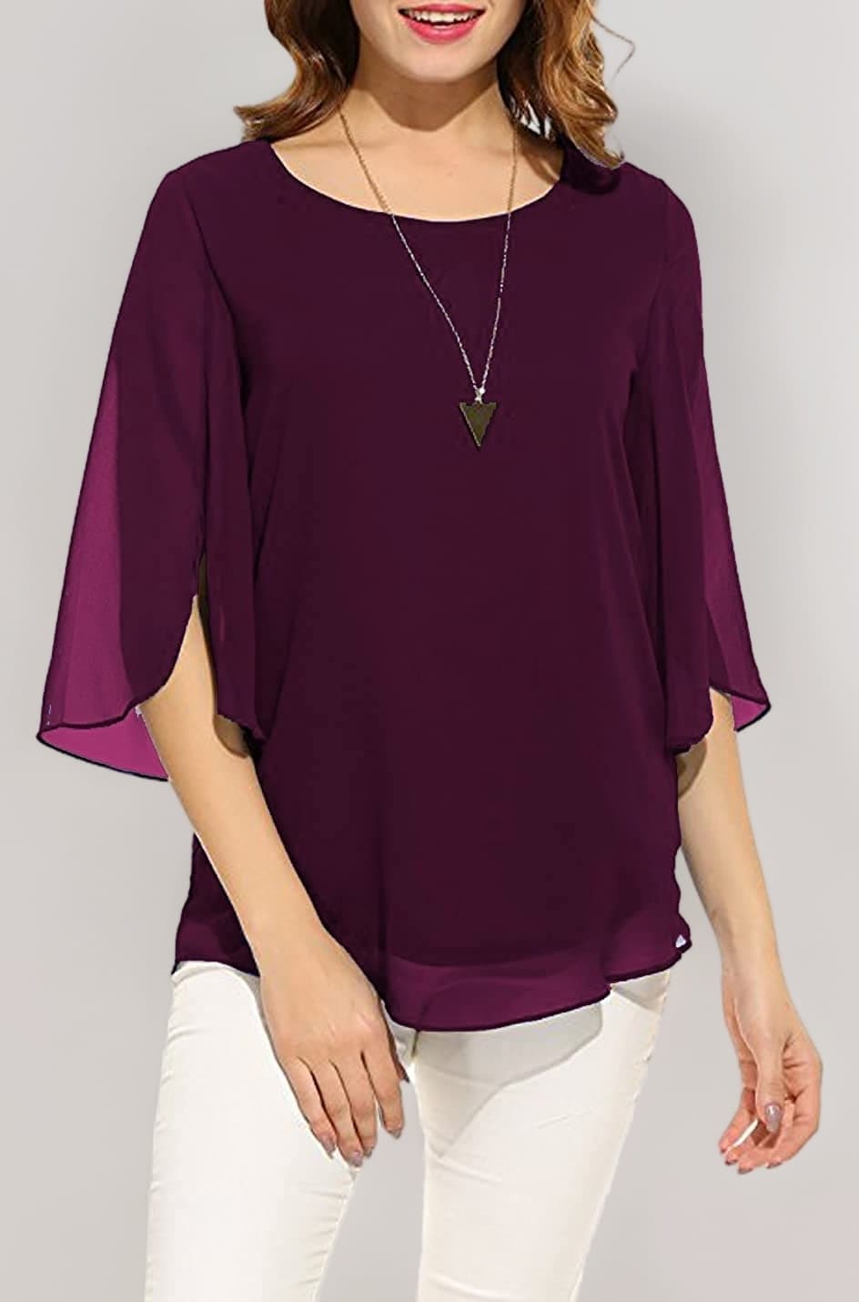 Women's and Girls Georgette Top Maroon