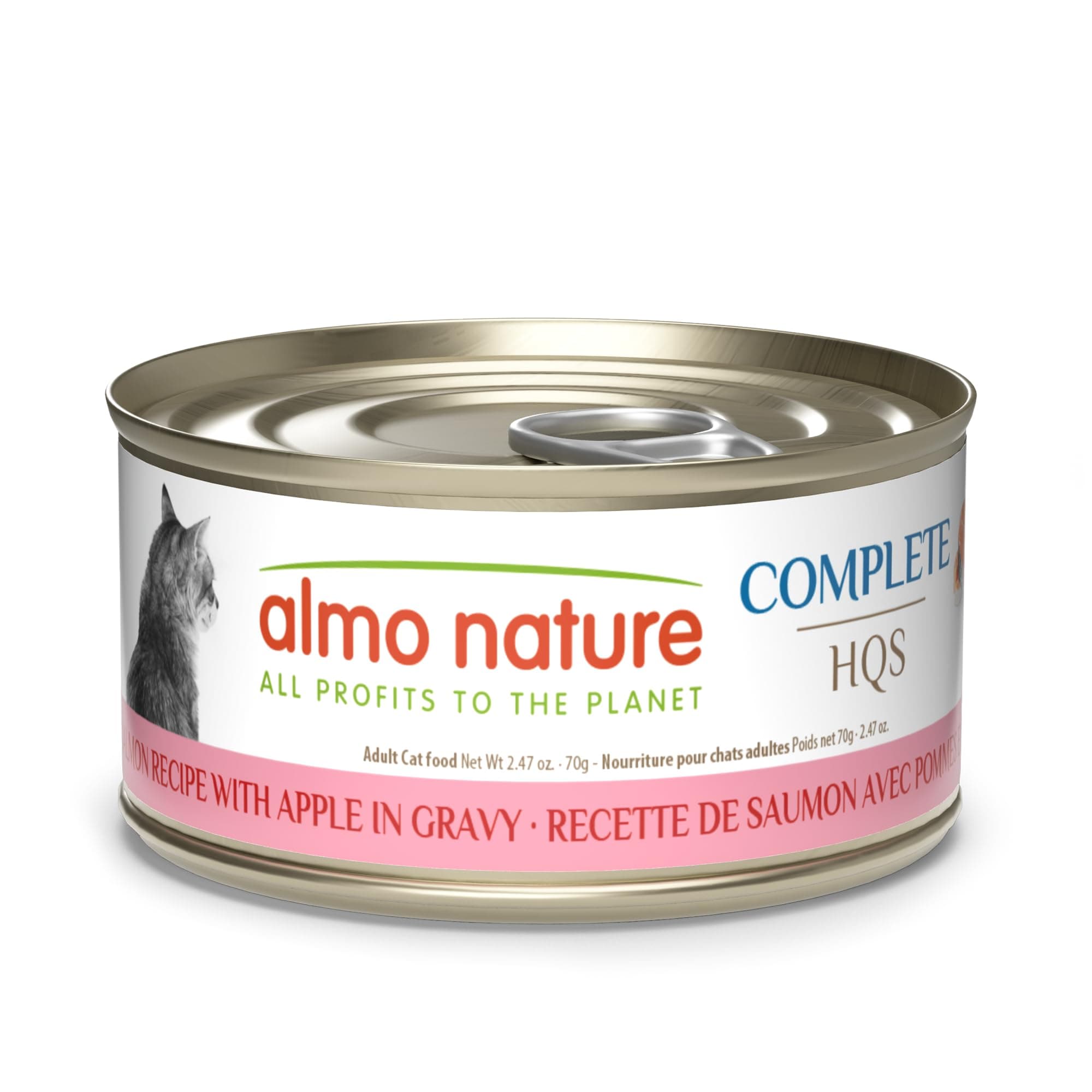 HQS Complete CAT Wet Cat Food Salmon Recipe with Apple in Gravy - Grain-Free Cat Food Canned, 2.47 oz (Pack of 12)