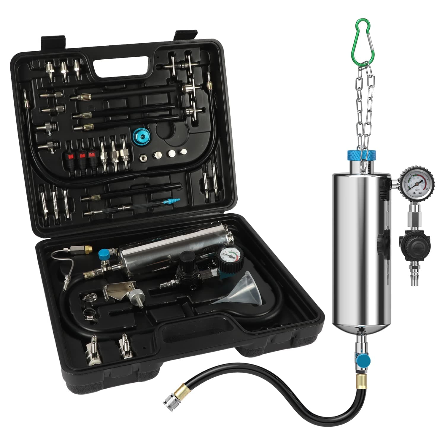 Autory Fuel Injector Cleaner Kit, Automotive Non-Dismantle Fuel Injector Cleaner Tester 1000ML 150PSI Intake Valve Manifold Throttle Body Catalytic Converter Cleaner Machine with Different Adapters